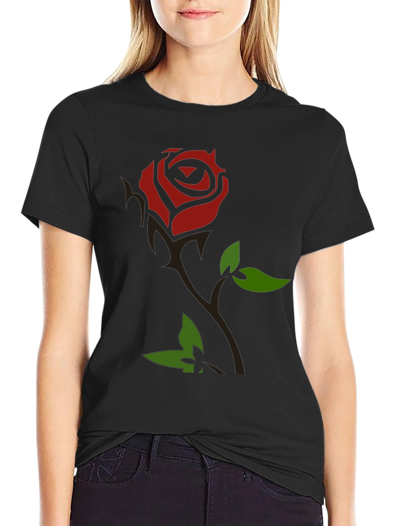Rose Graphic Black T-Shirt