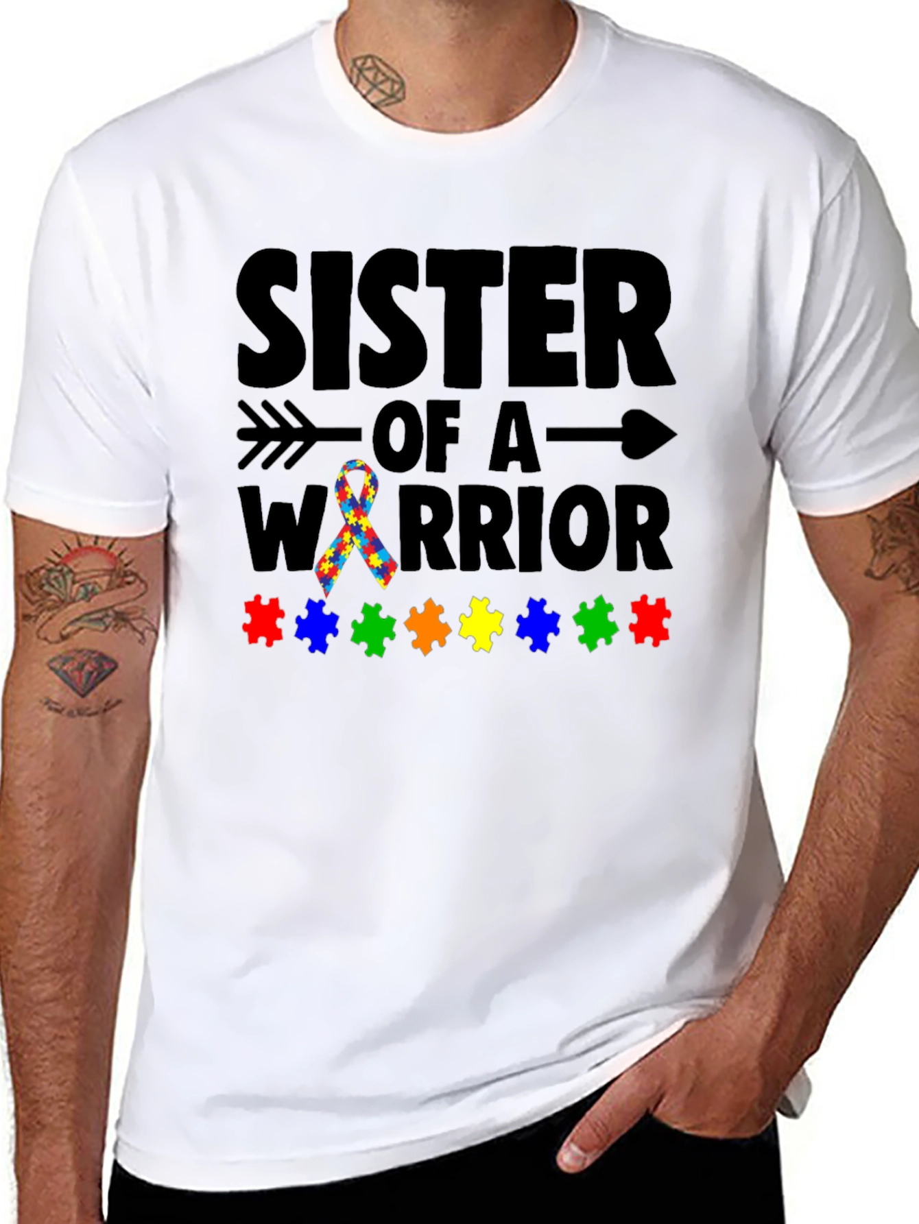 Sister of a Warrior Autism Awareness T-Shirt