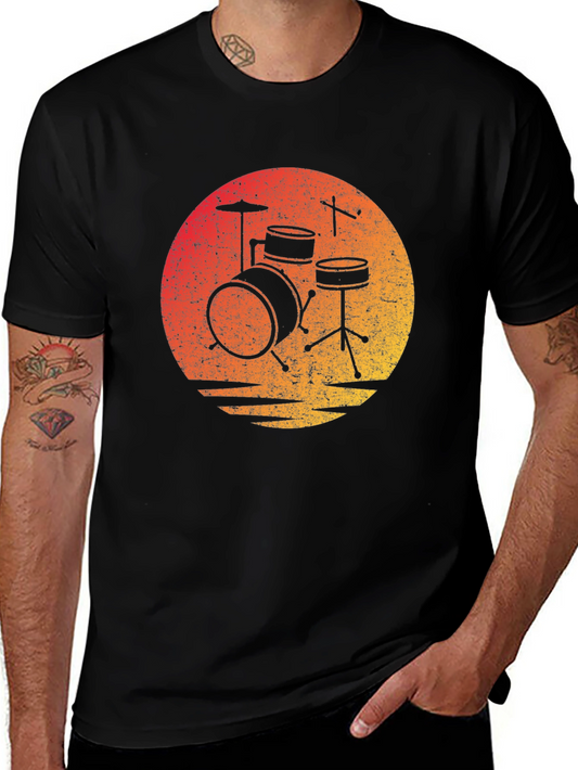 Retro Drum Set Graphic Tee - Music Lover T-Shirt