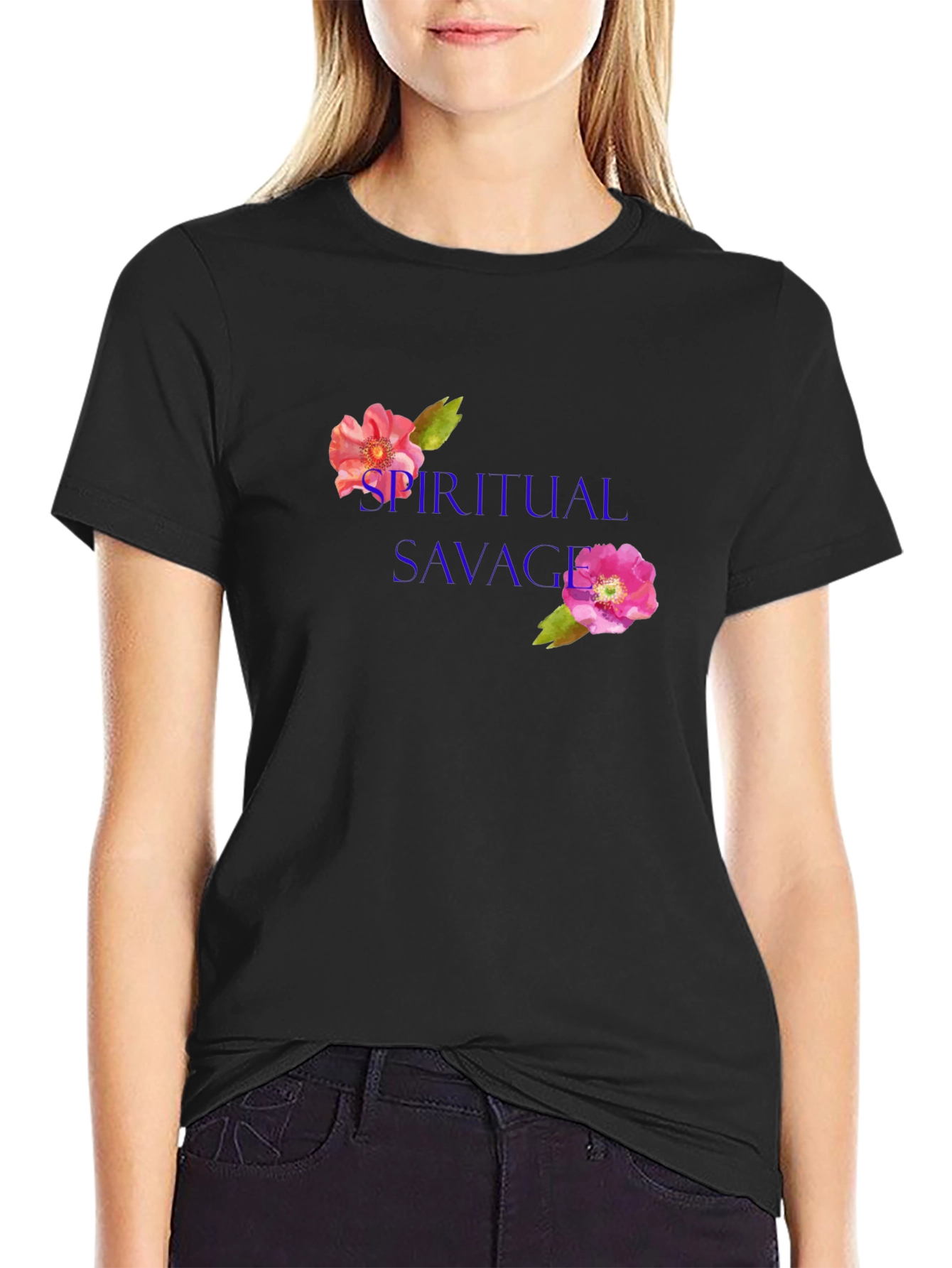Spiritual Savage Floral T-Shirt - Black