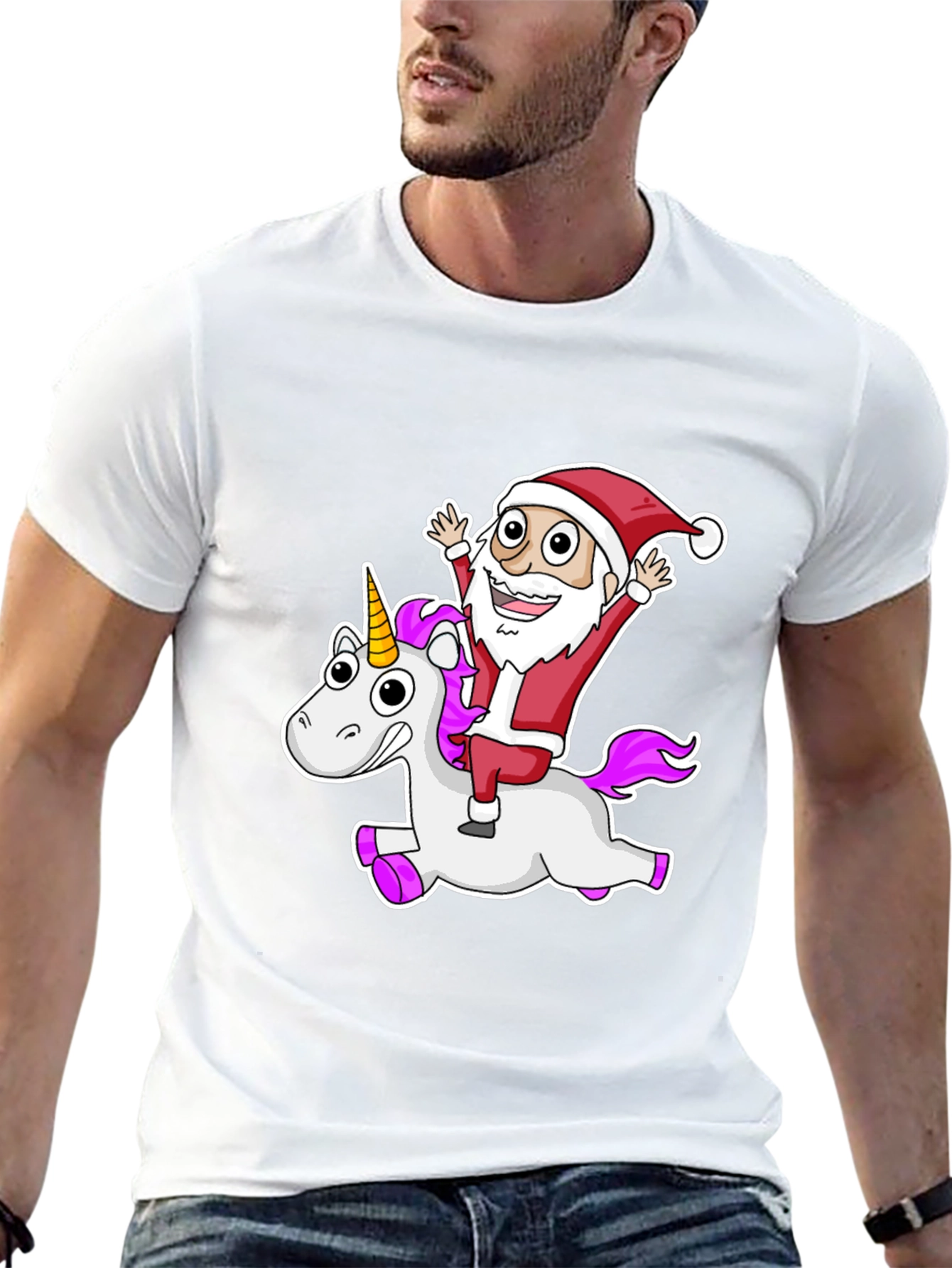 Santa Unicorn T-Shirt Funny Christmas Tee