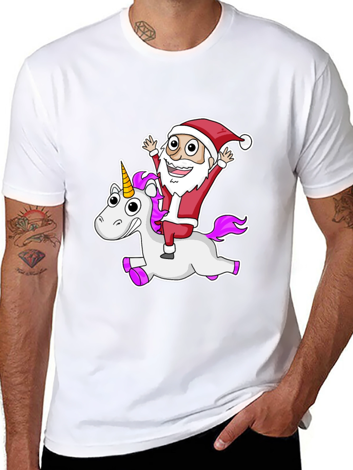 Santa Unicorn T-Shirt Funny Christmas Tee
