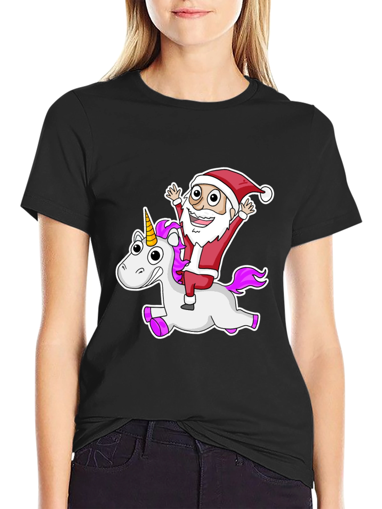 Santa Unicorn T-Shirt Funny Christmas Tee