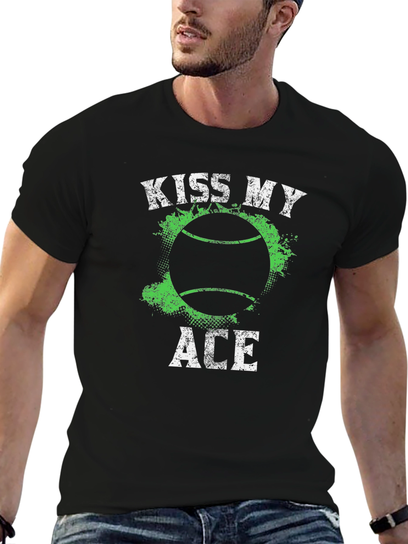 Kiss My Ace Tennis T-Shirt - Black Graphic Tee
