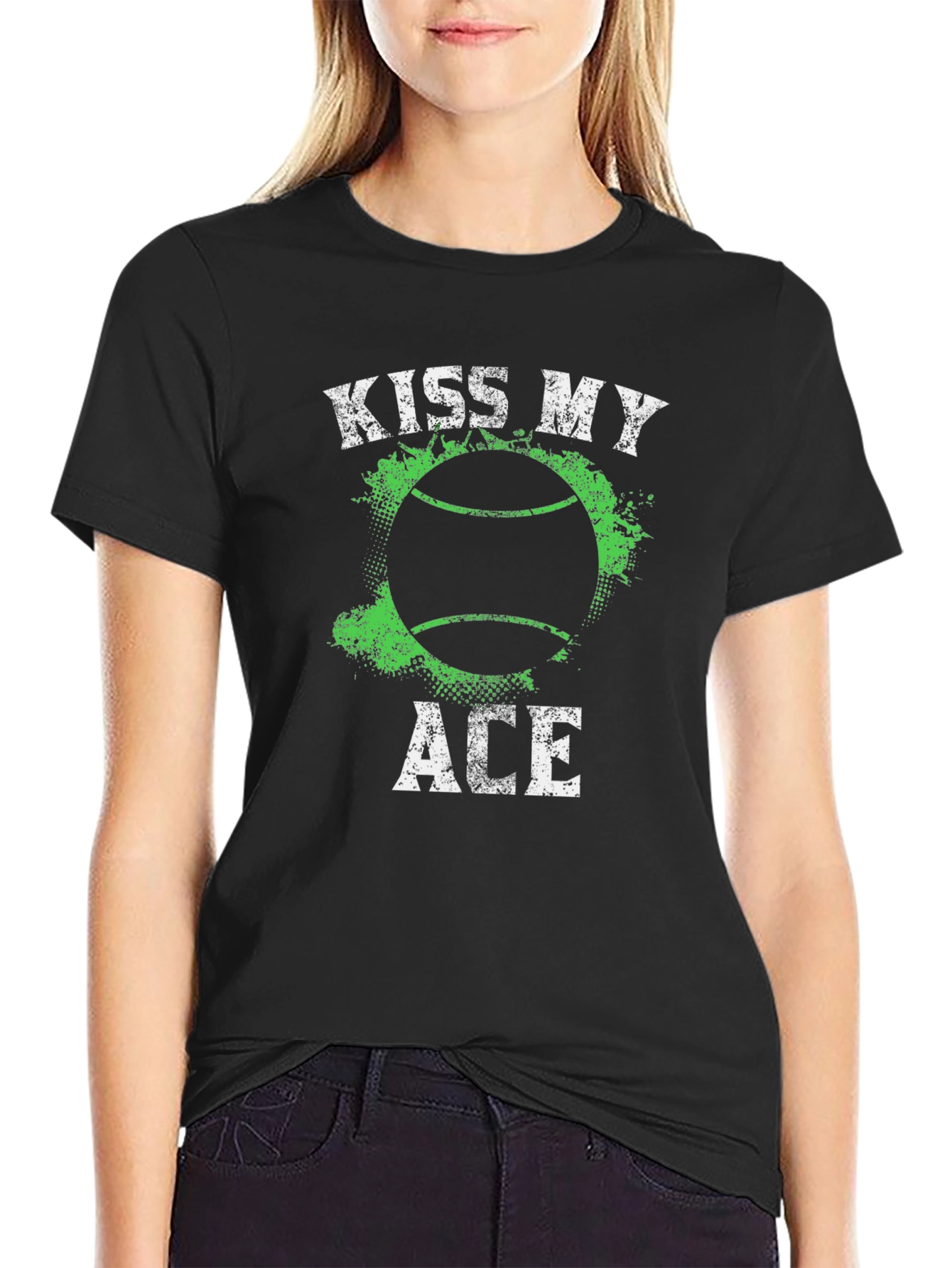 Kiss My Ace Tennis T-Shirt - Black Graphic Tee