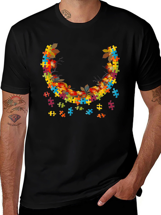 Autism Awareness Puzzle Piece Leaves T-Shirt