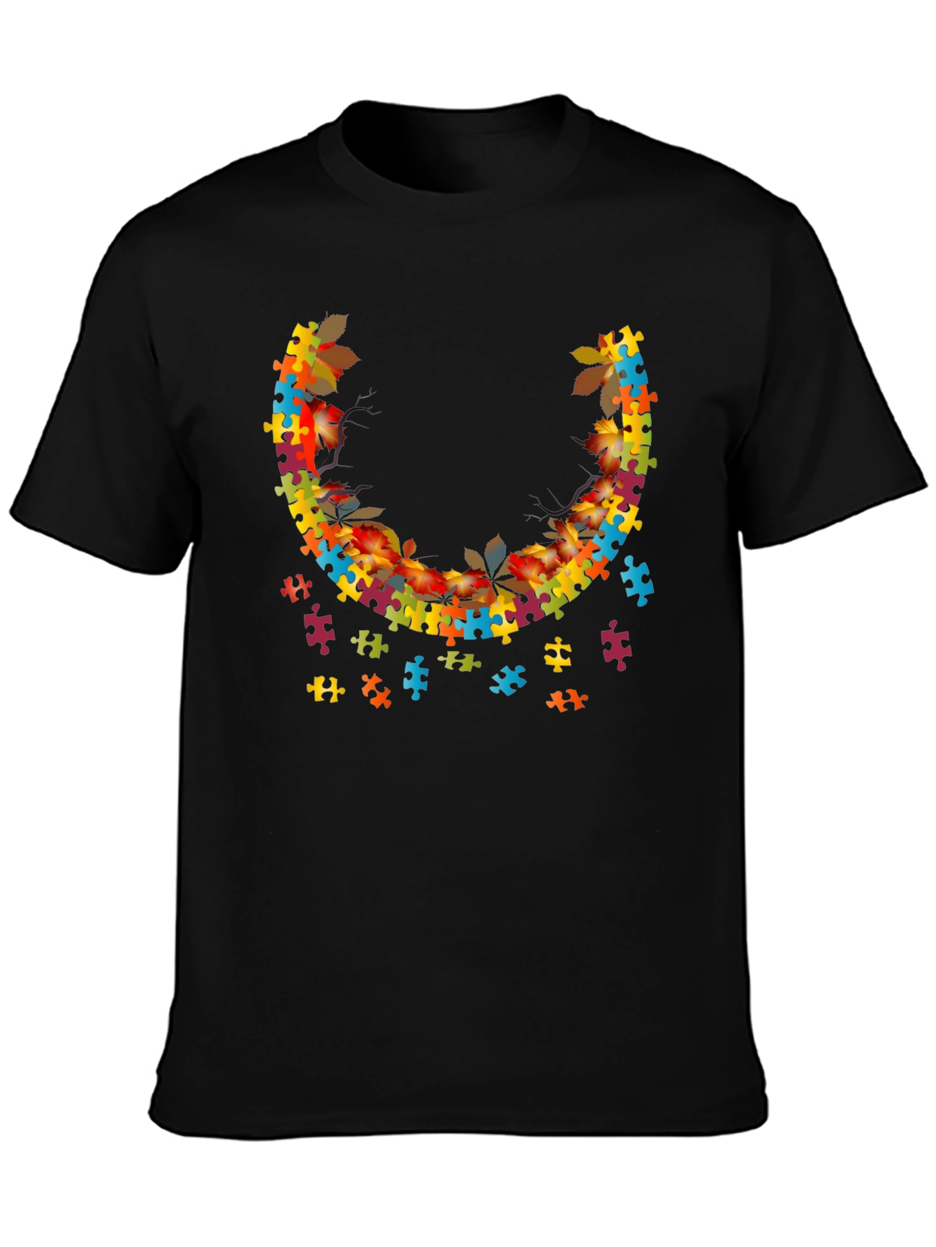 Autism Awareness Puzzle Piece Leaves T-Shirt