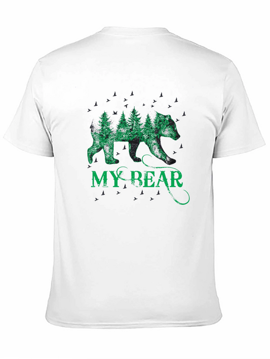 Nature Bear Graphic Tee - Black Cotton