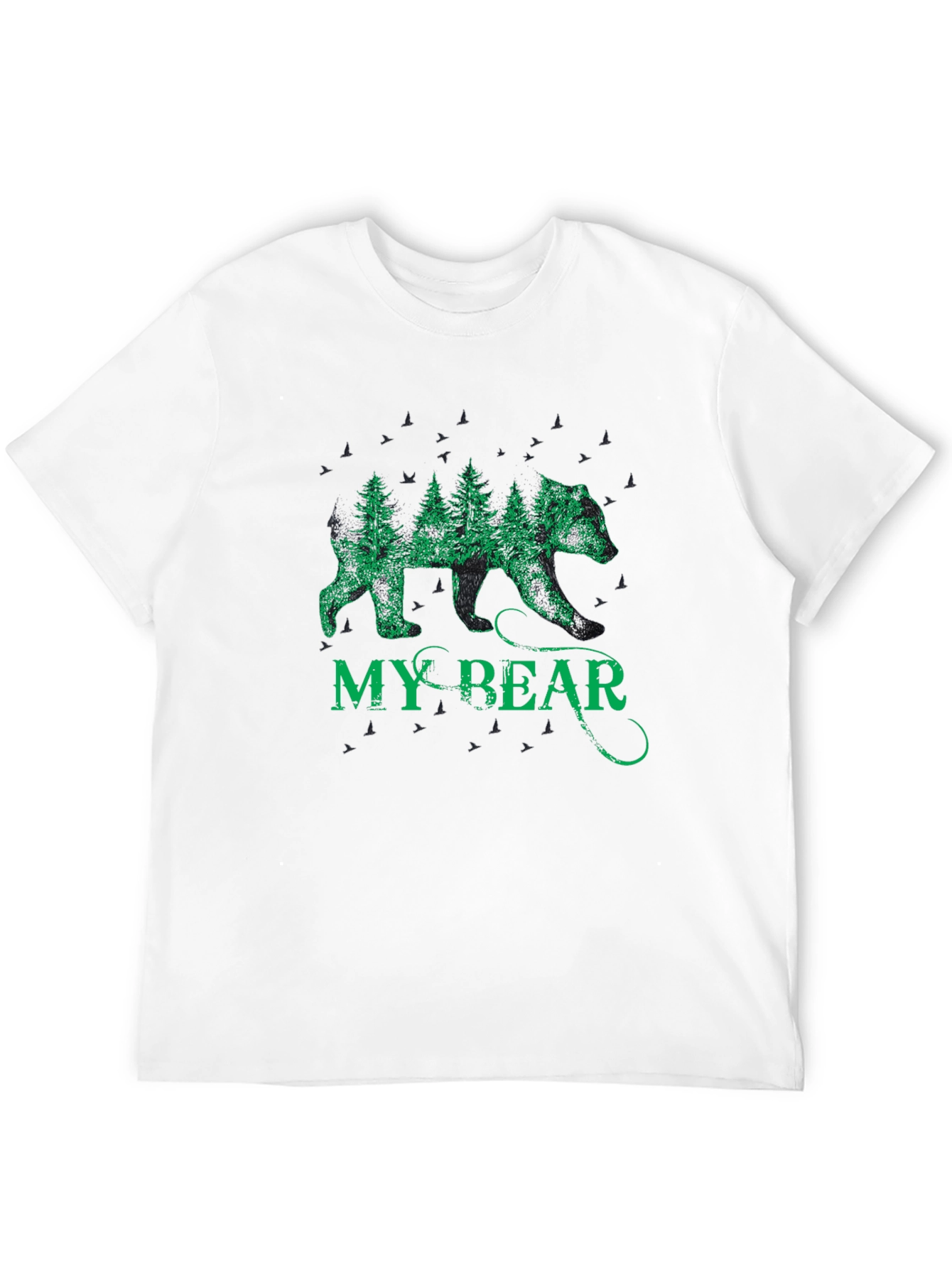 Nature Bear Graphic Tee - Black Cotton