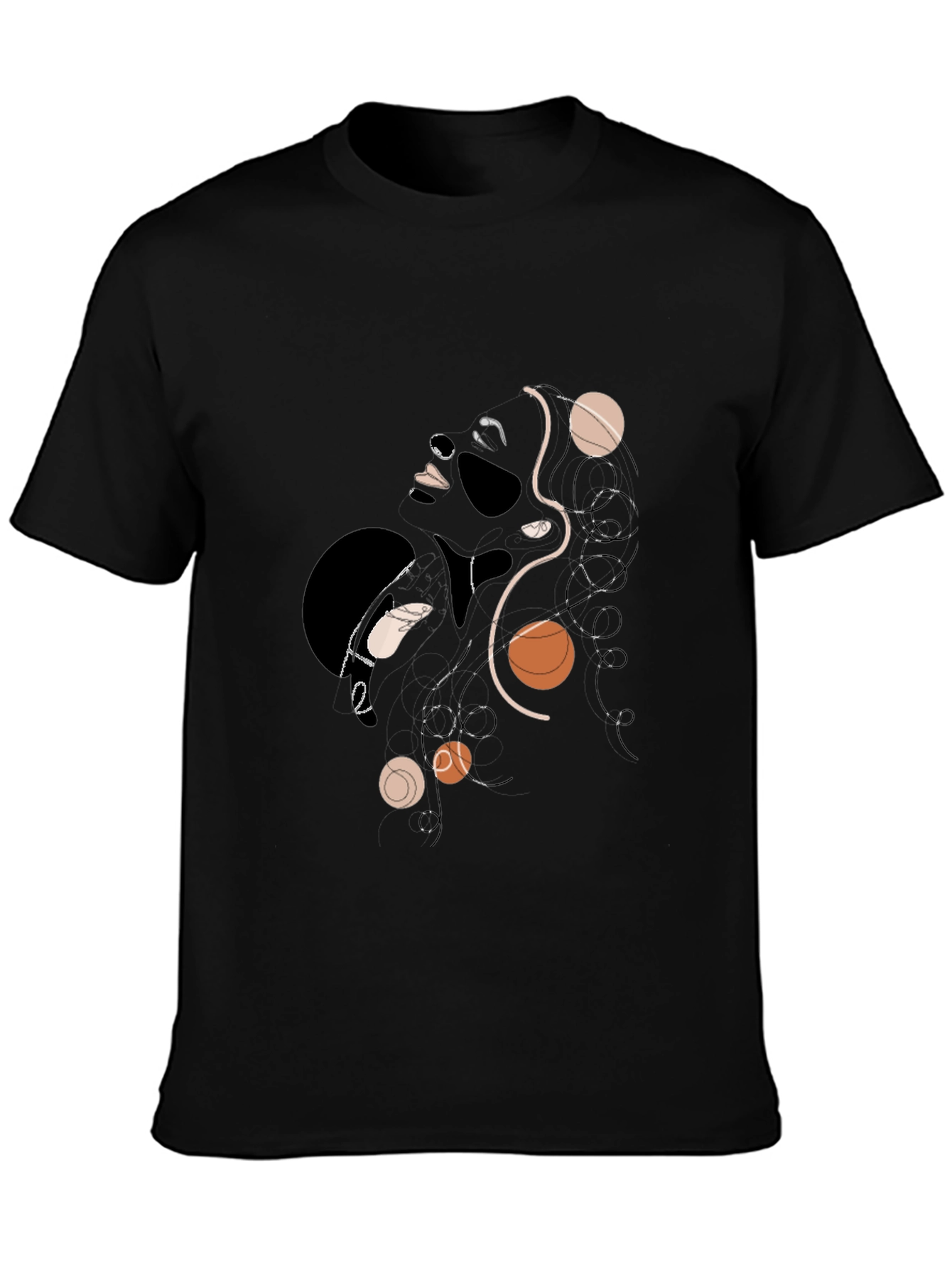 Abstract Woman Graphic Print Black T-Shirt