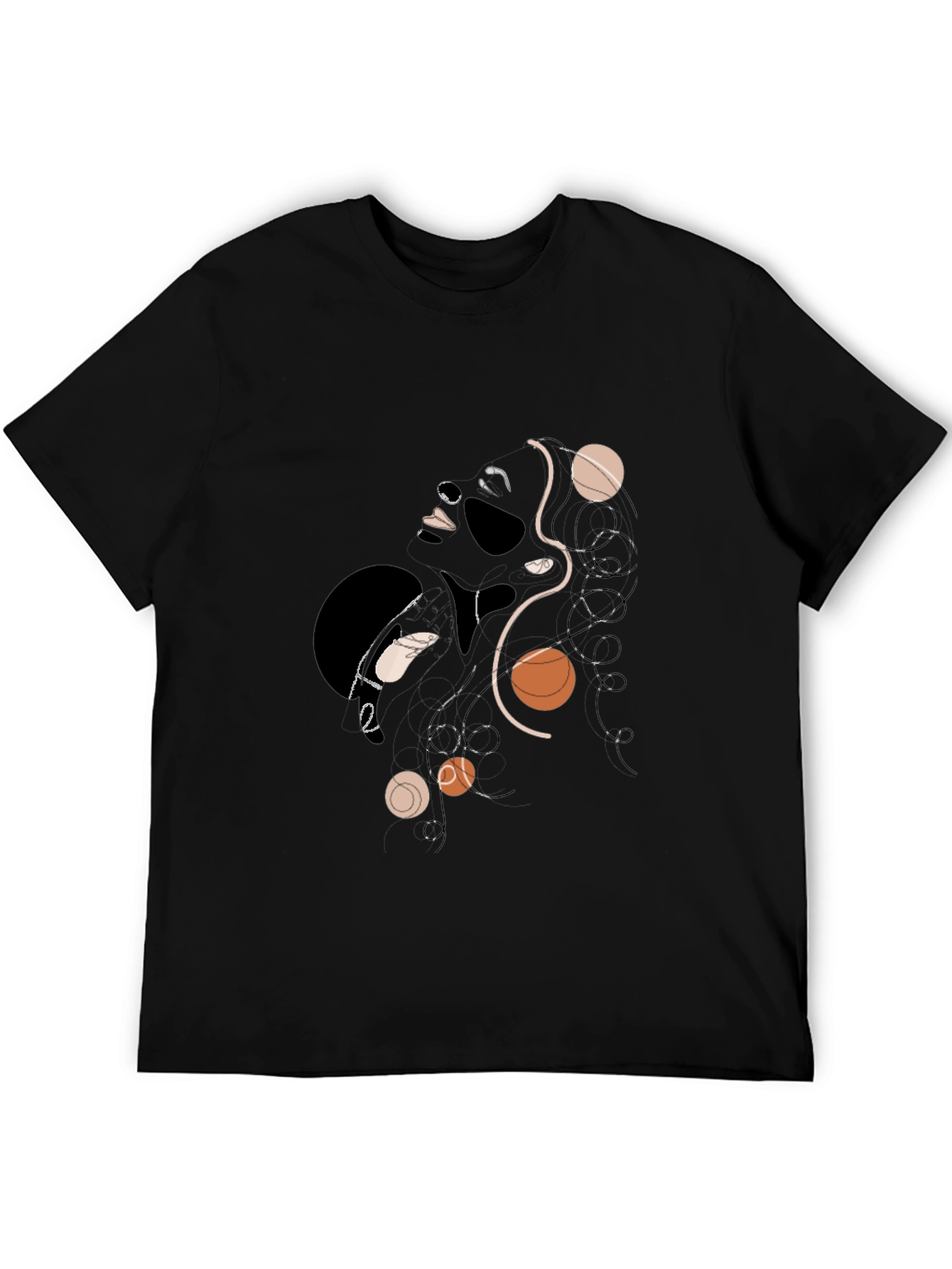 Abstract Woman Graphic Print Black T-Shirt