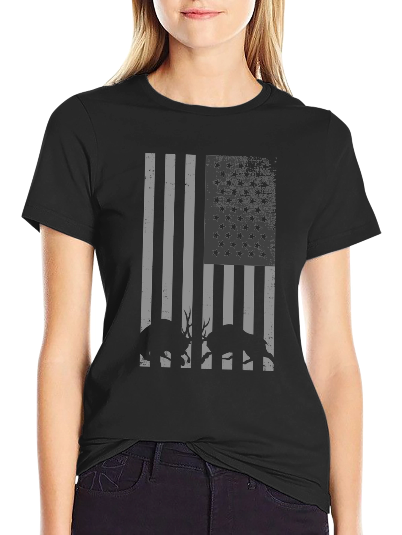 American Flag Deer Hunting T-Shirt