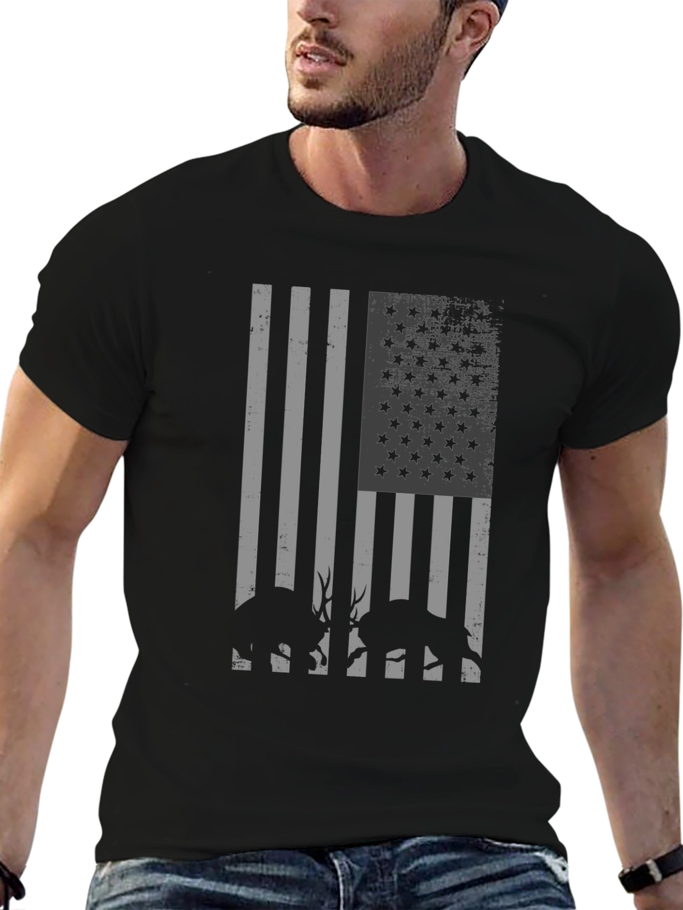 American Flag Deer Hunting T-Shirt