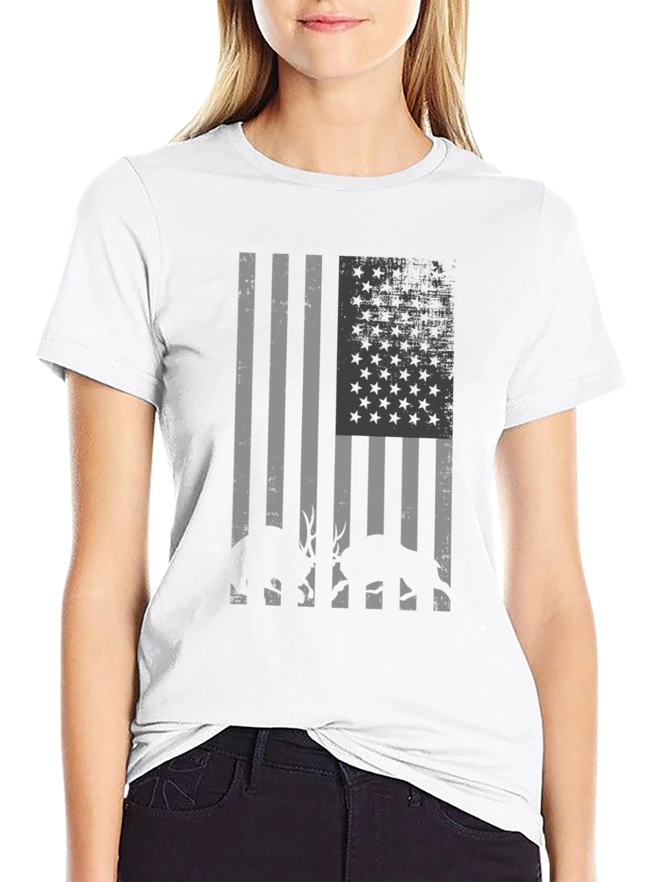 American Flag Deer Hunting T-Shirt