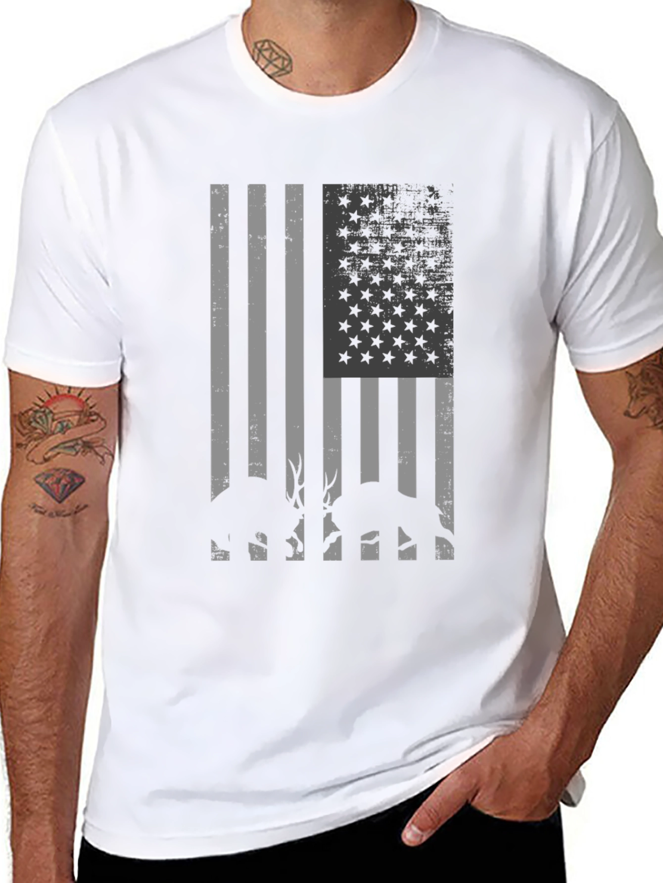 American Flag Deer Hunting T-Shirt