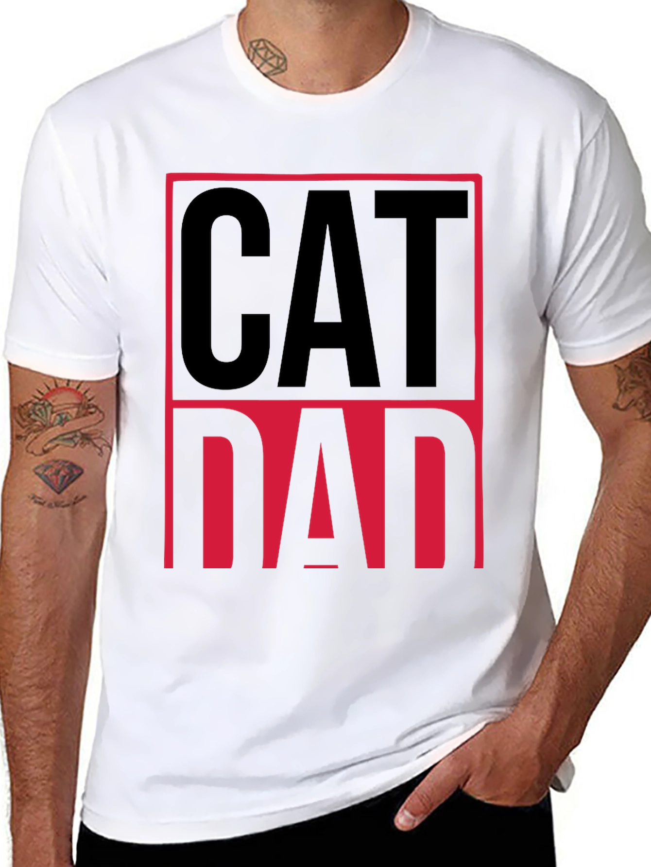Cat Dad Graphic Tee - Black Cotton T-Shirt