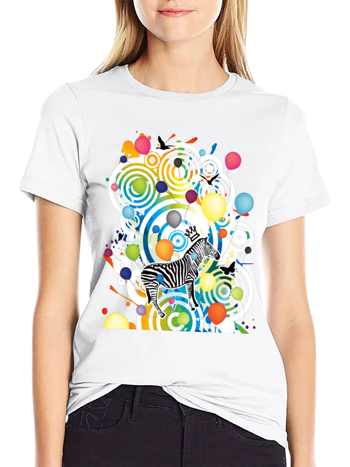 Funky Zebra Graphic Tee - Black Cotton T-Shirt