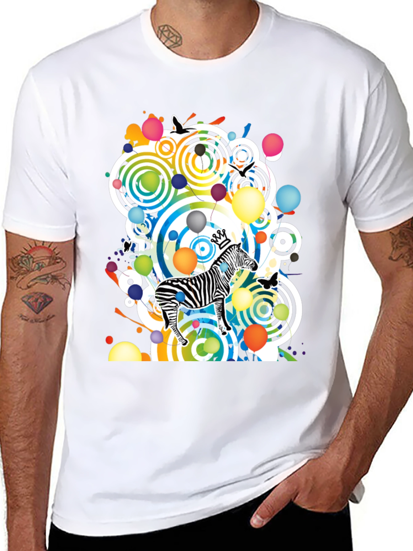 Funky Zebra Graphic Tee - Black Cotton T-Shirt