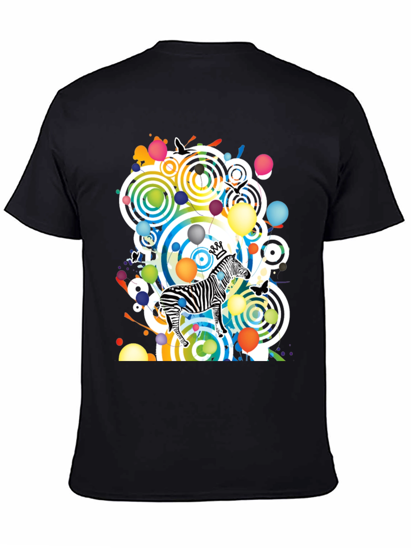 Funky Zebra Graphic Tee - Black Cotton T-Shirt