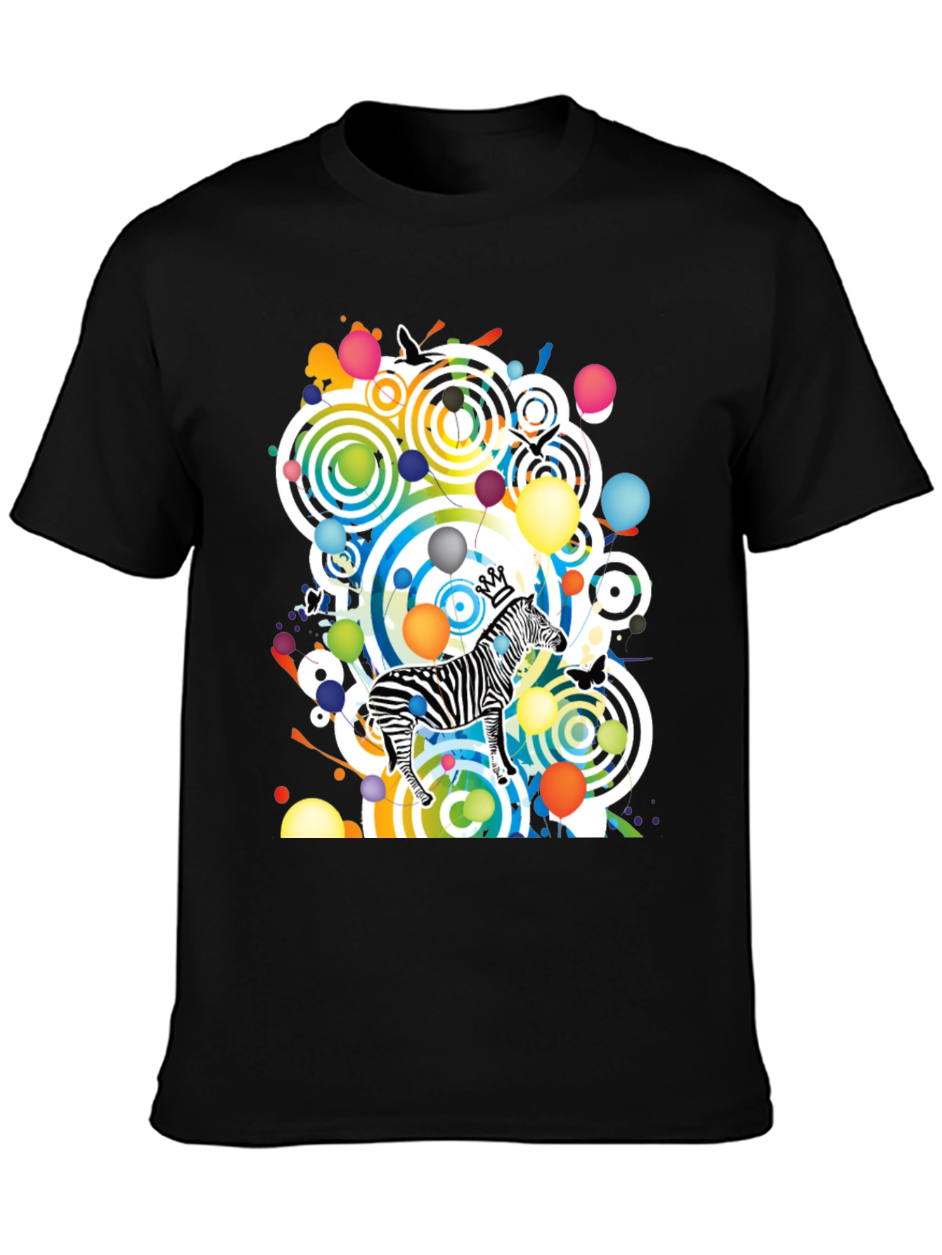 Funky Zebra Graphic Tee - Black Cotton T-Shirt