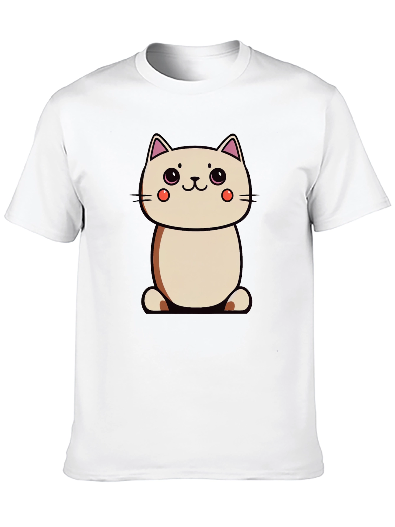 Cute Cartoon Cat Black T-Shirt