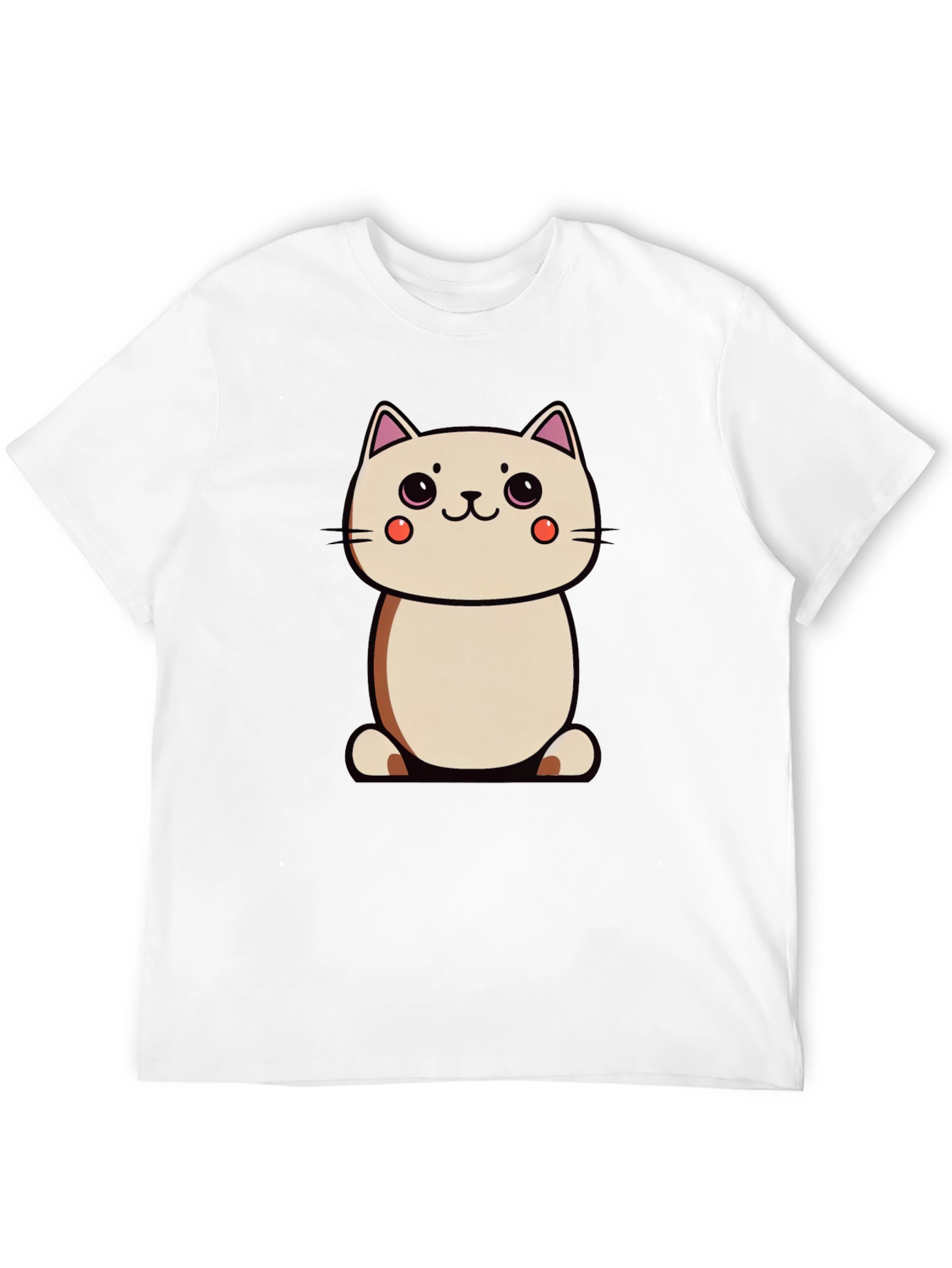 Cute Cartoon Cat Black T-Shirt
