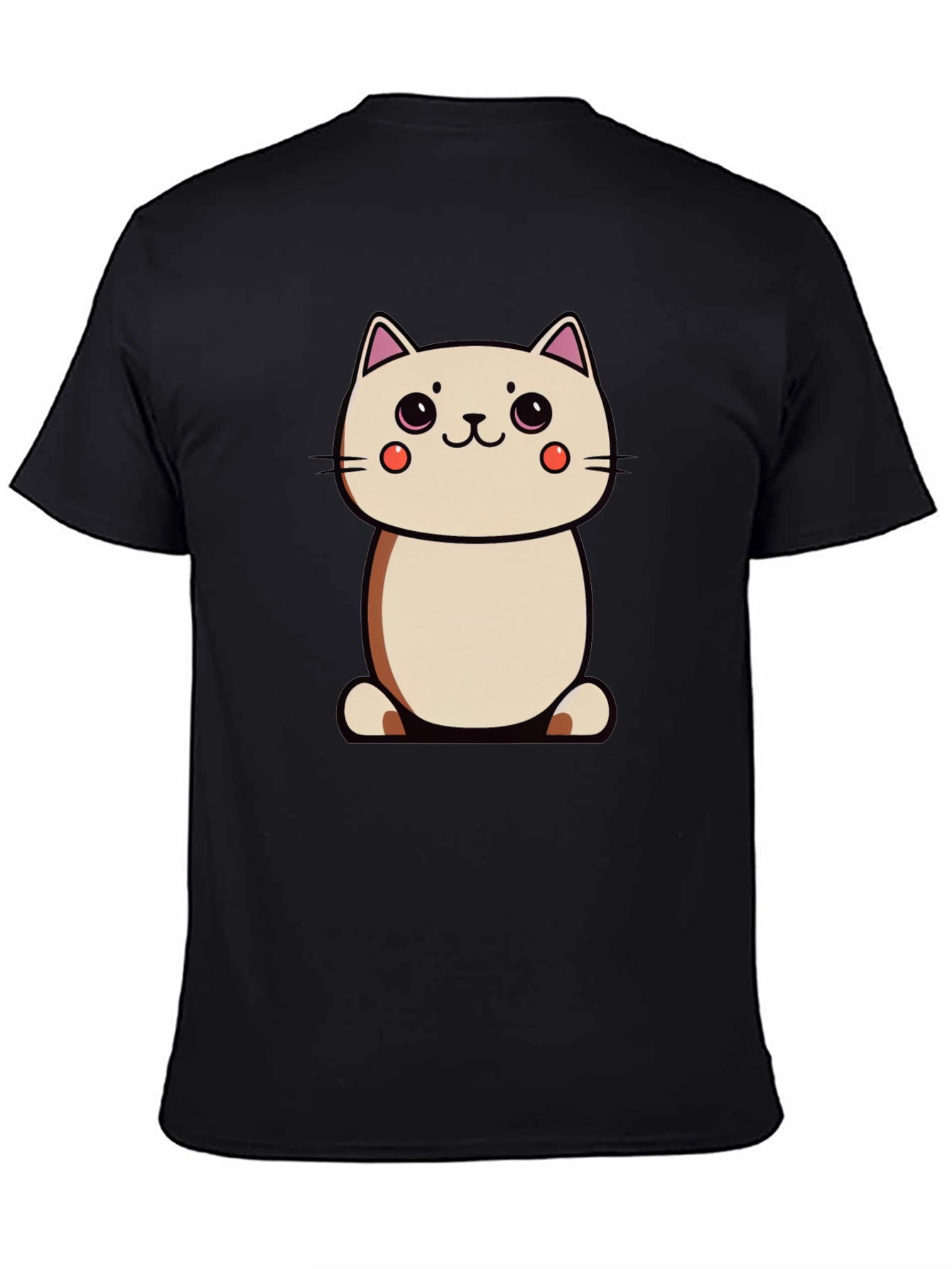 Cute Cartoon Cat Black T-Shirt