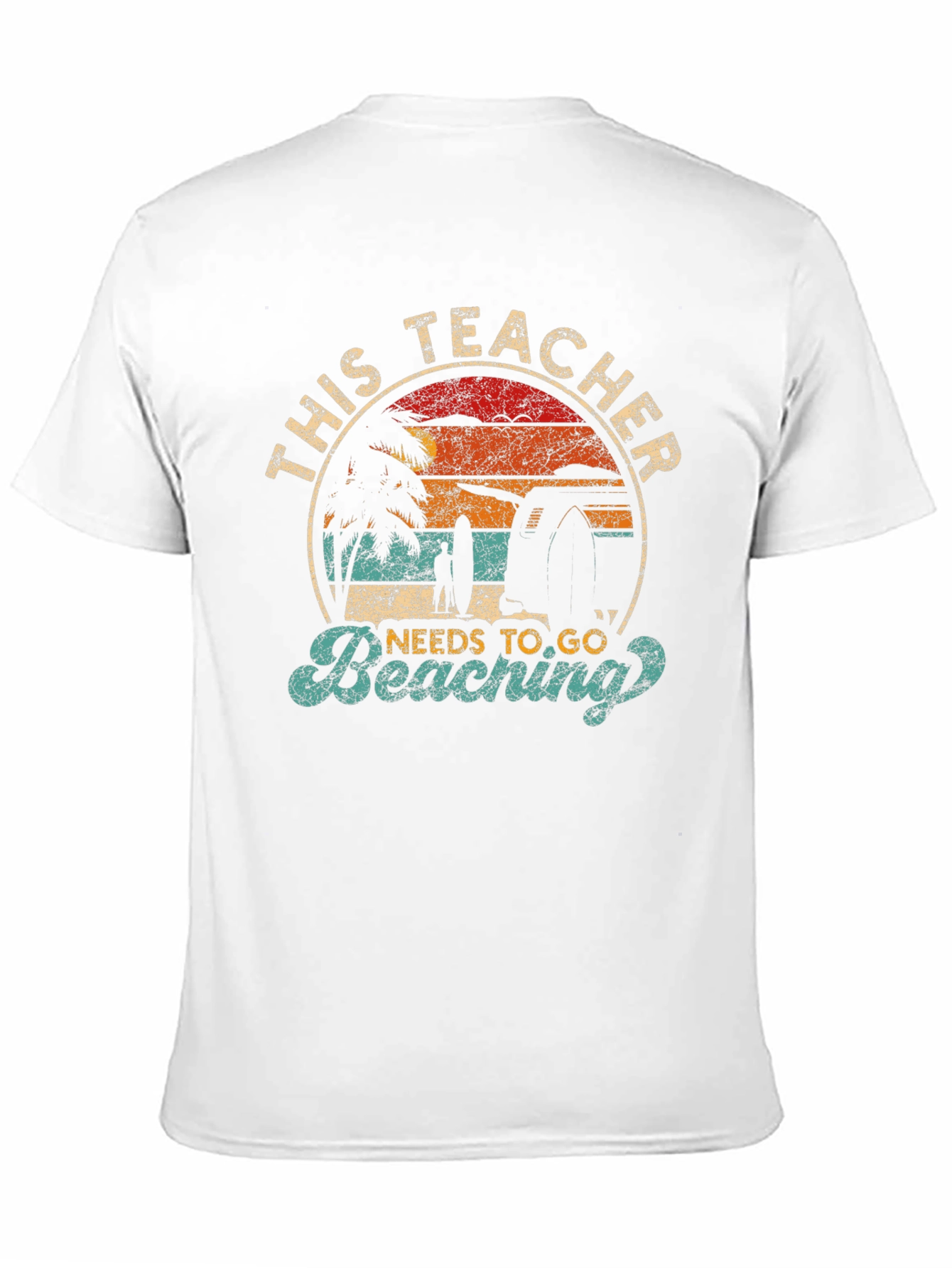 Teacher Beaching T-Shirt - Retro Sunset Vacation Tee