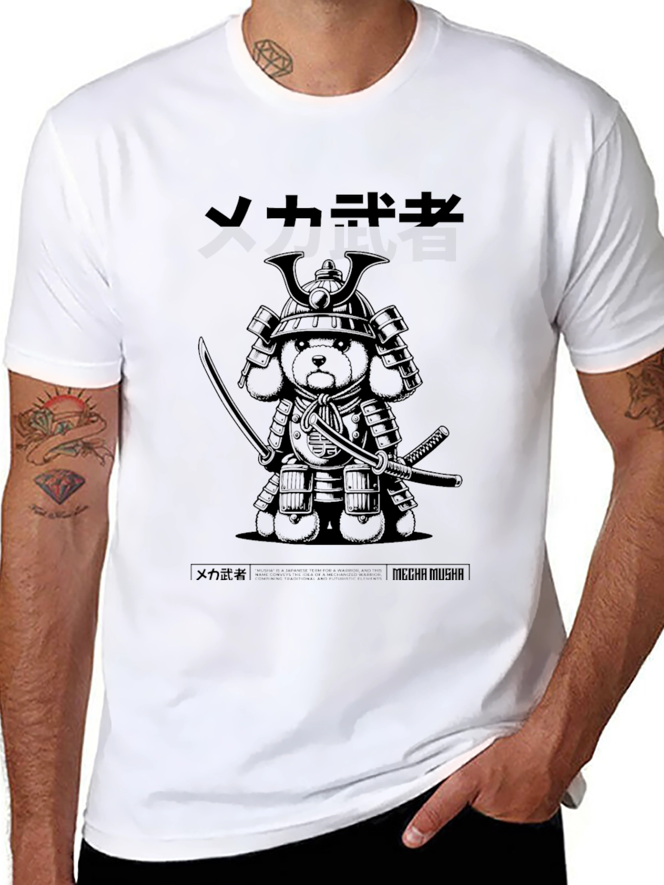 Samurai Bear Graphic Black T-Shirt