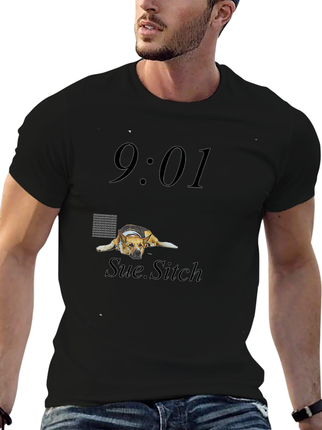 9:01 Sue.Sitch Black Graphic Tee