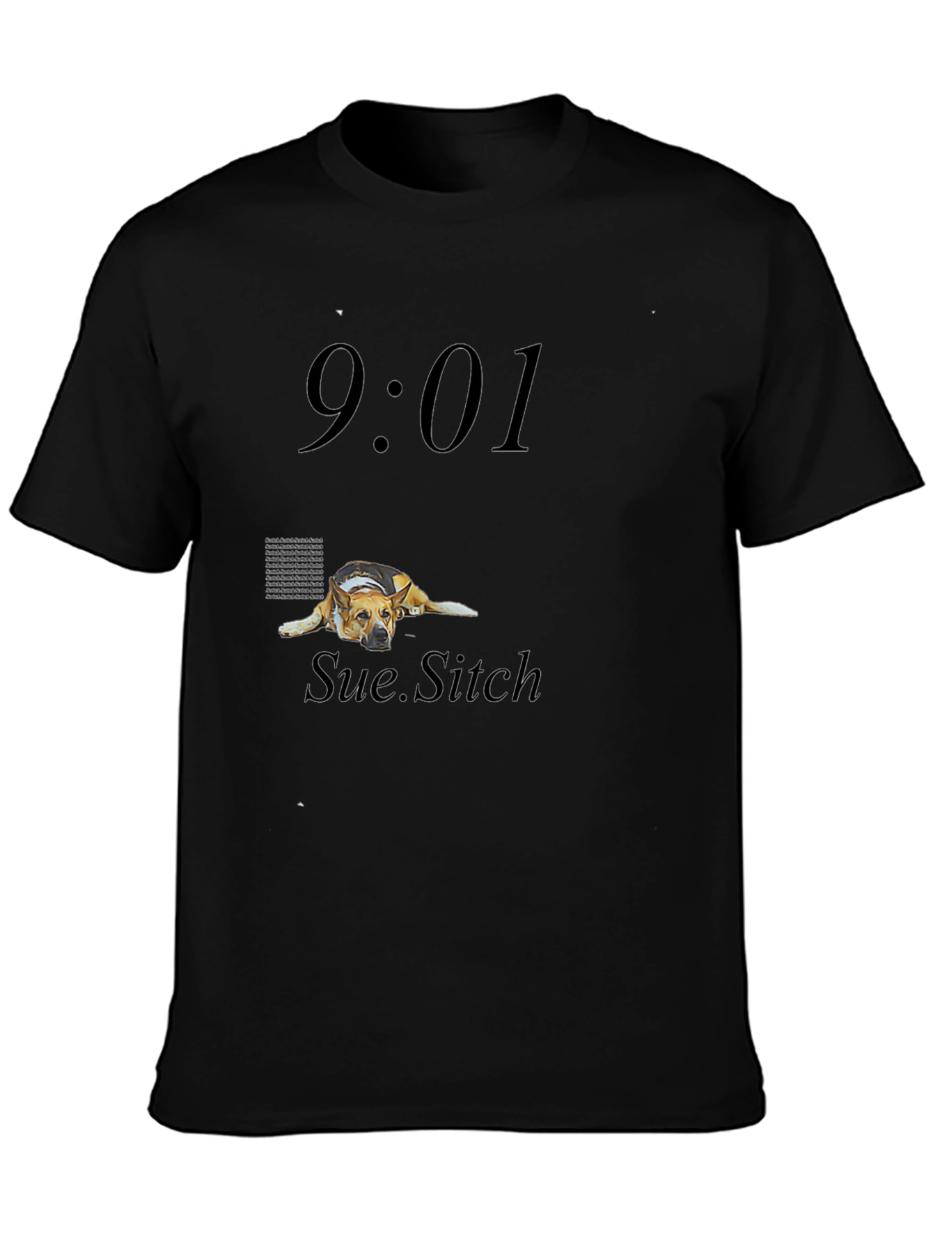 9:01 Sue.Sitch Black Graphic Tee