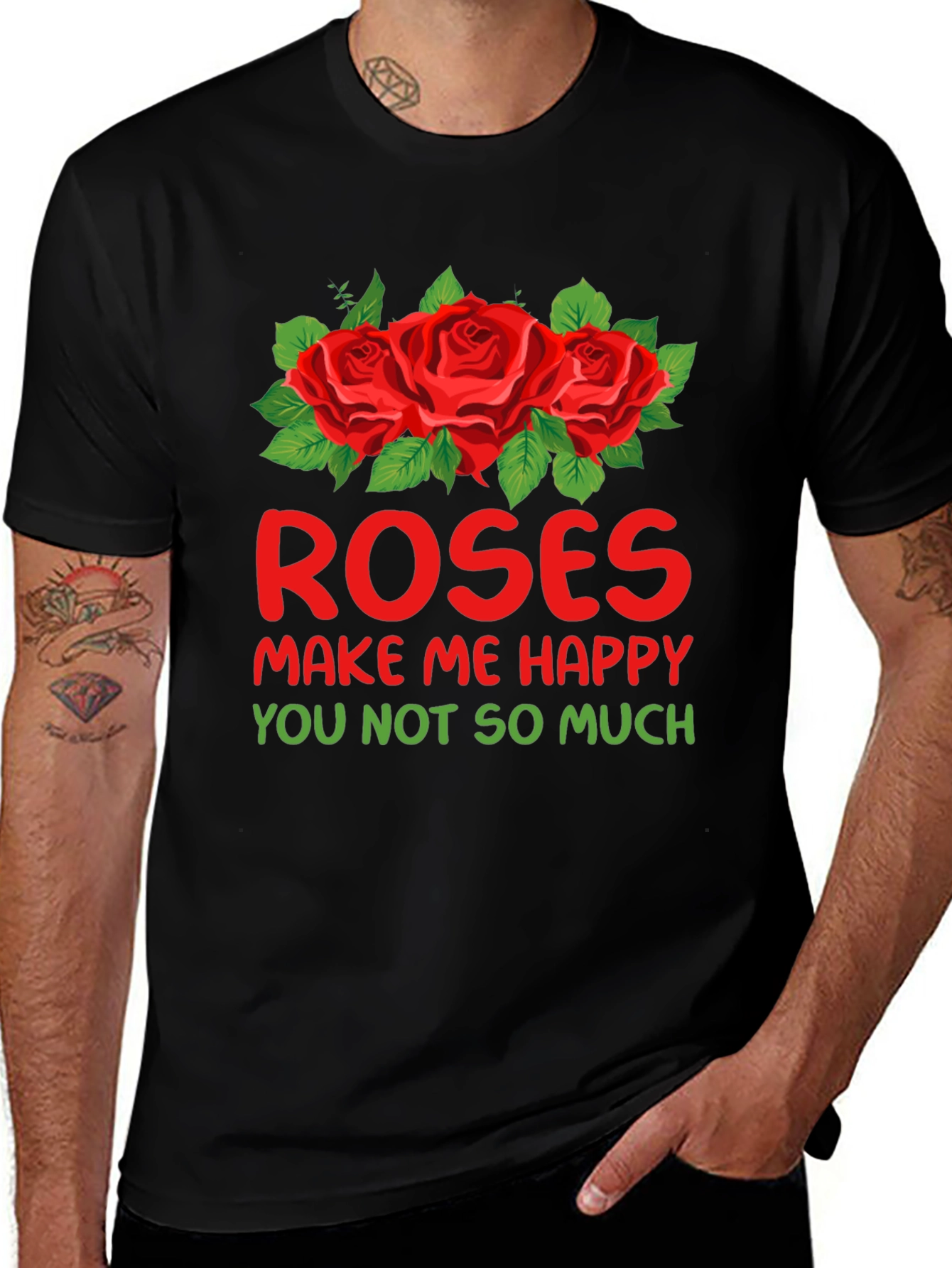 Roses Make Me Happy Graphic T-Shirt