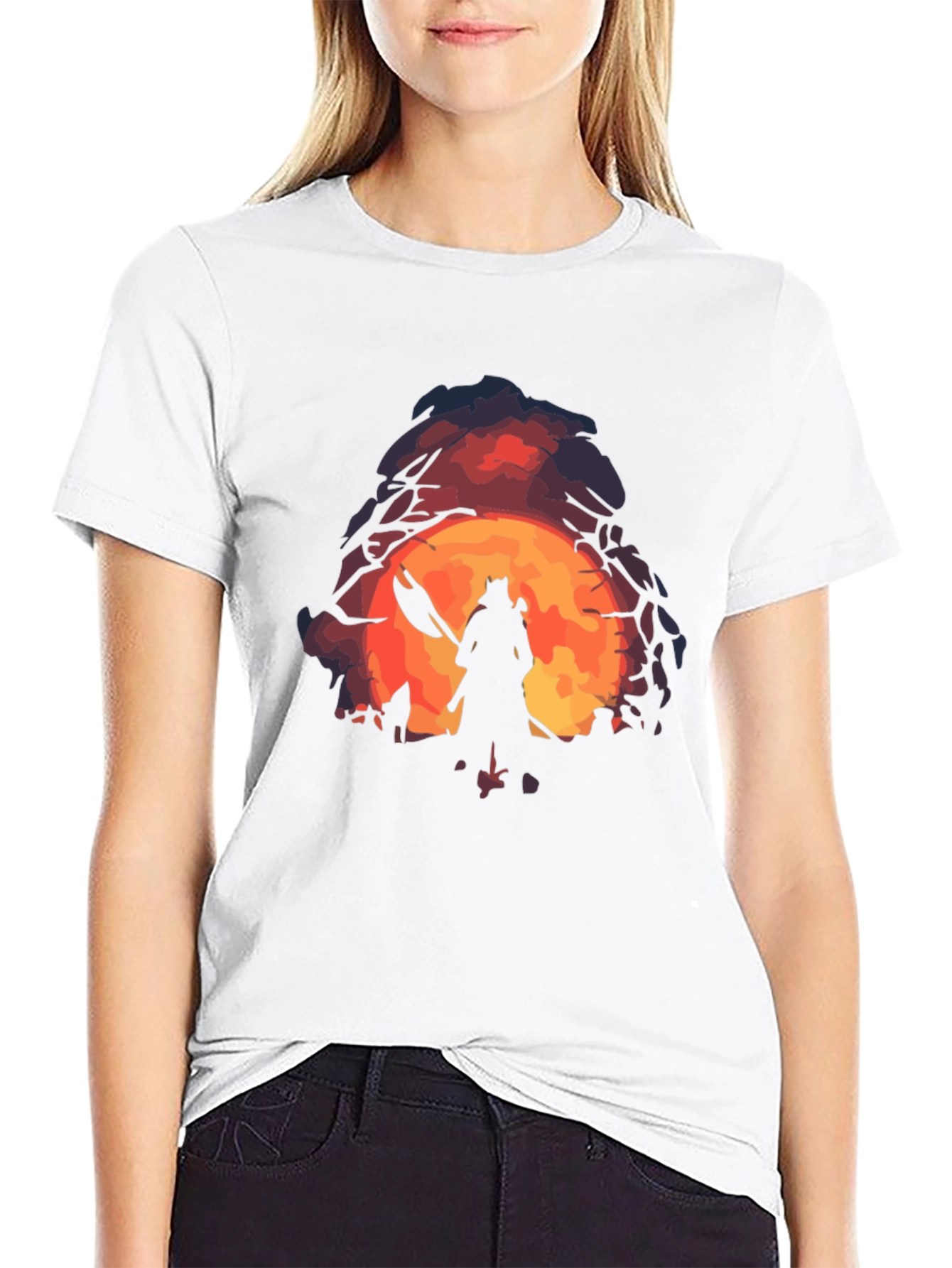 Silhouette Warrior Graphic Black T-Shirt
