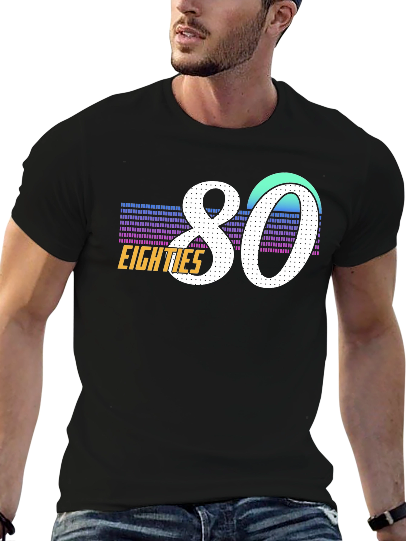 80s Retro Graphic Tee - Black