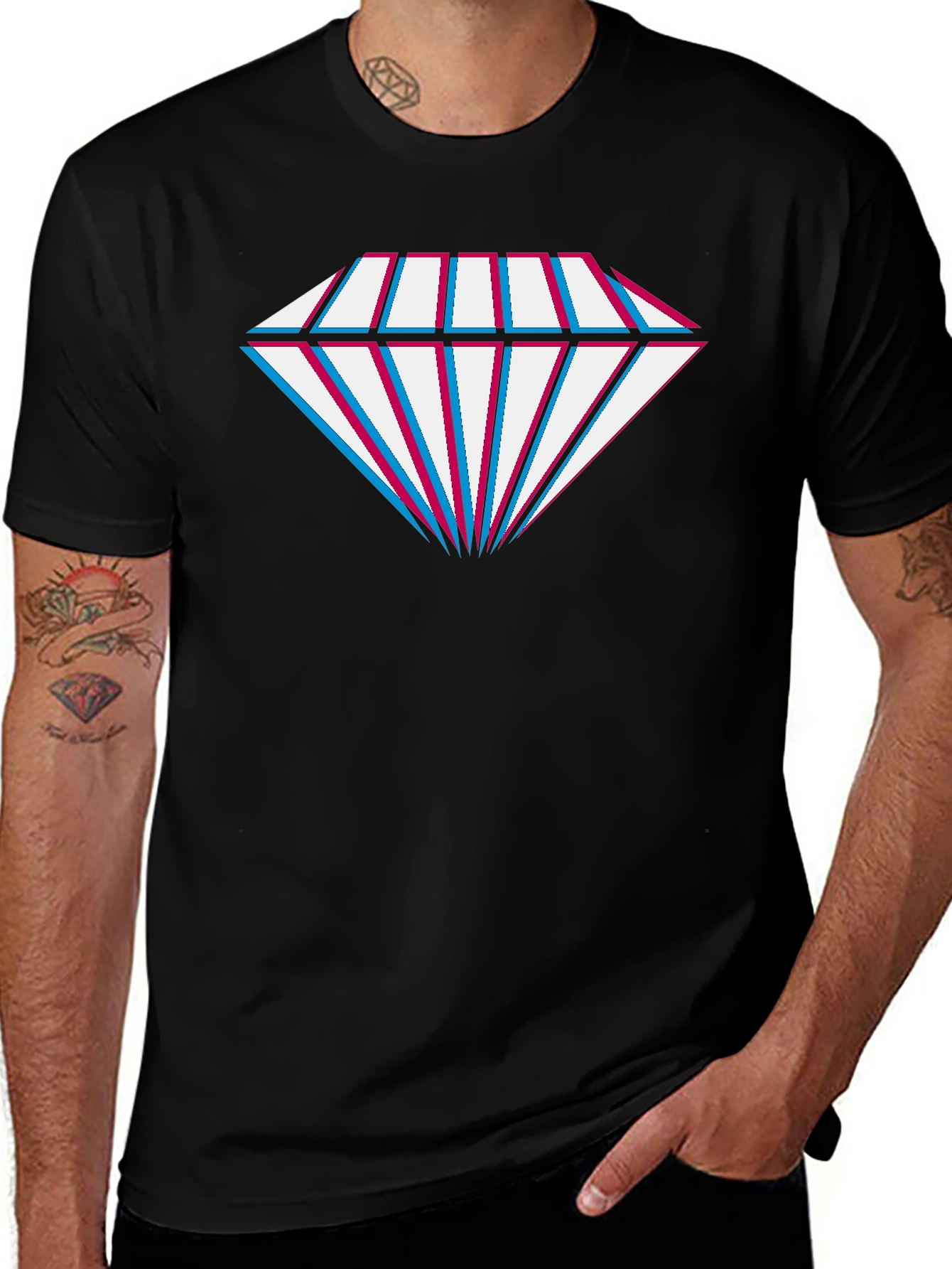Diamond Glitch Tee - Stylish Graphic Print