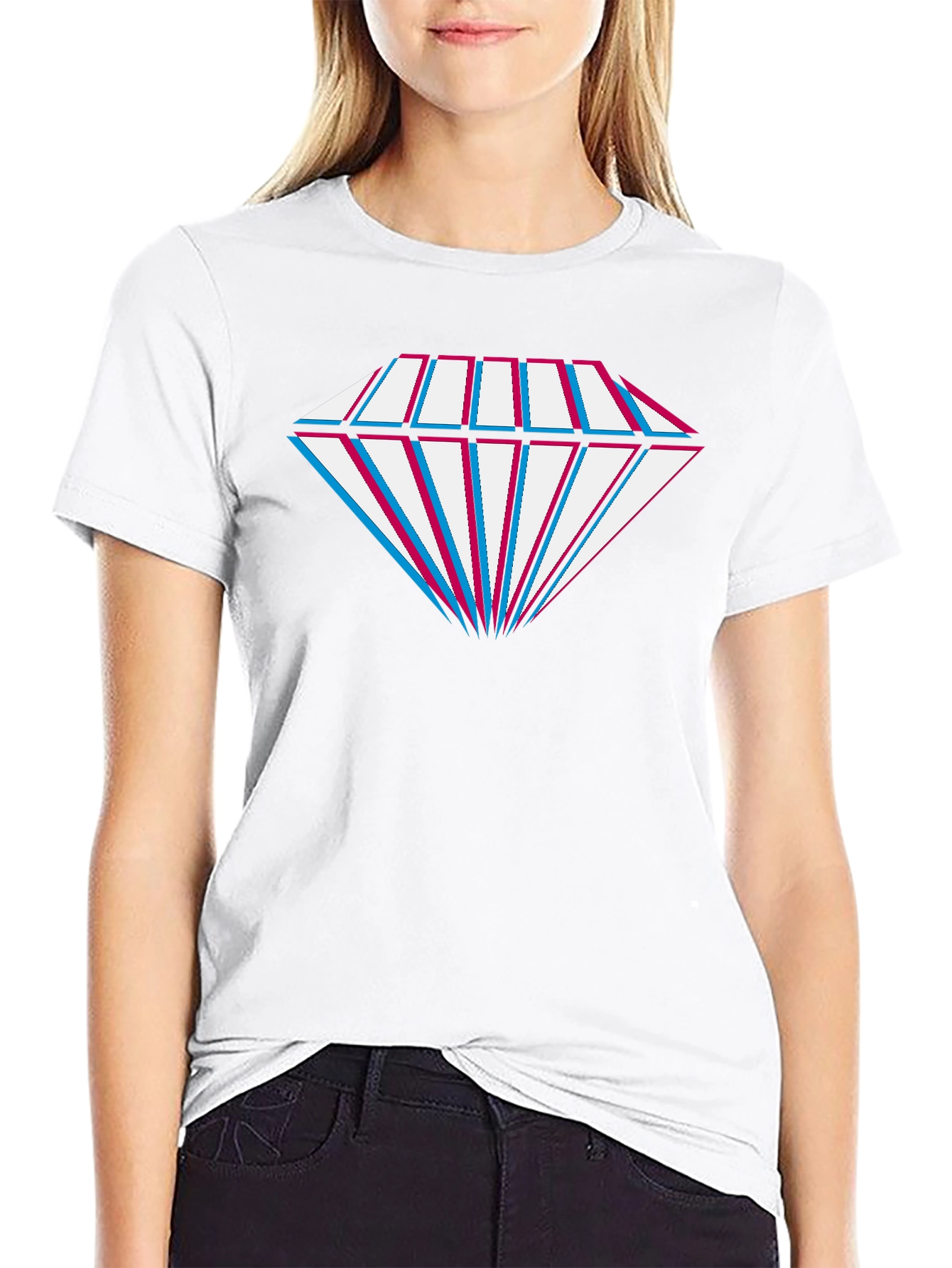Diamond Glitch Tee - Stylish Graphic Print