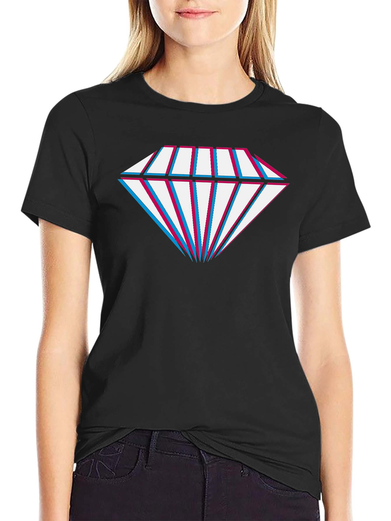 Diamond Glitch Tee - Stylish Graphic Print