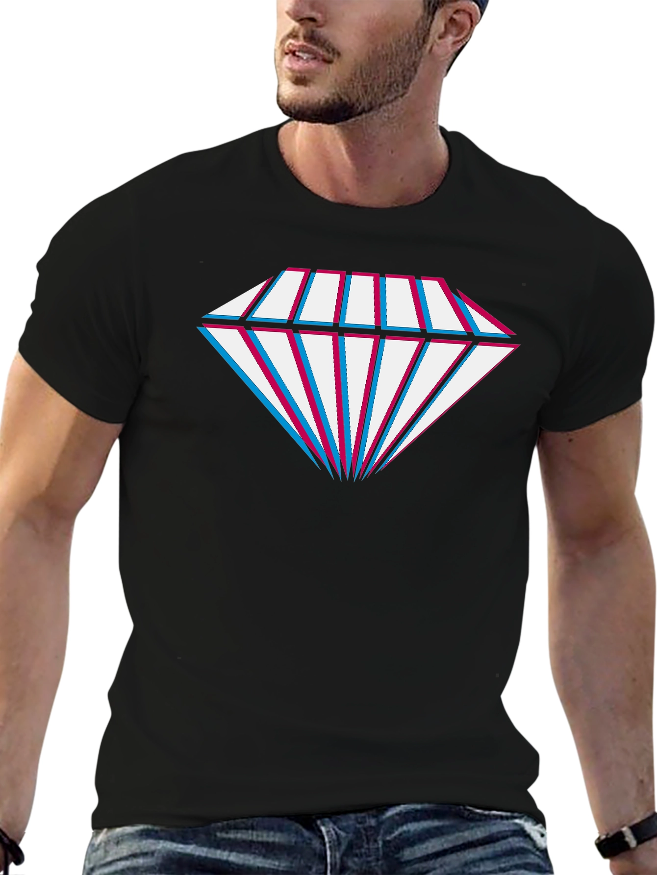 Diamond Glitch Tee - Stylish Graphic Print