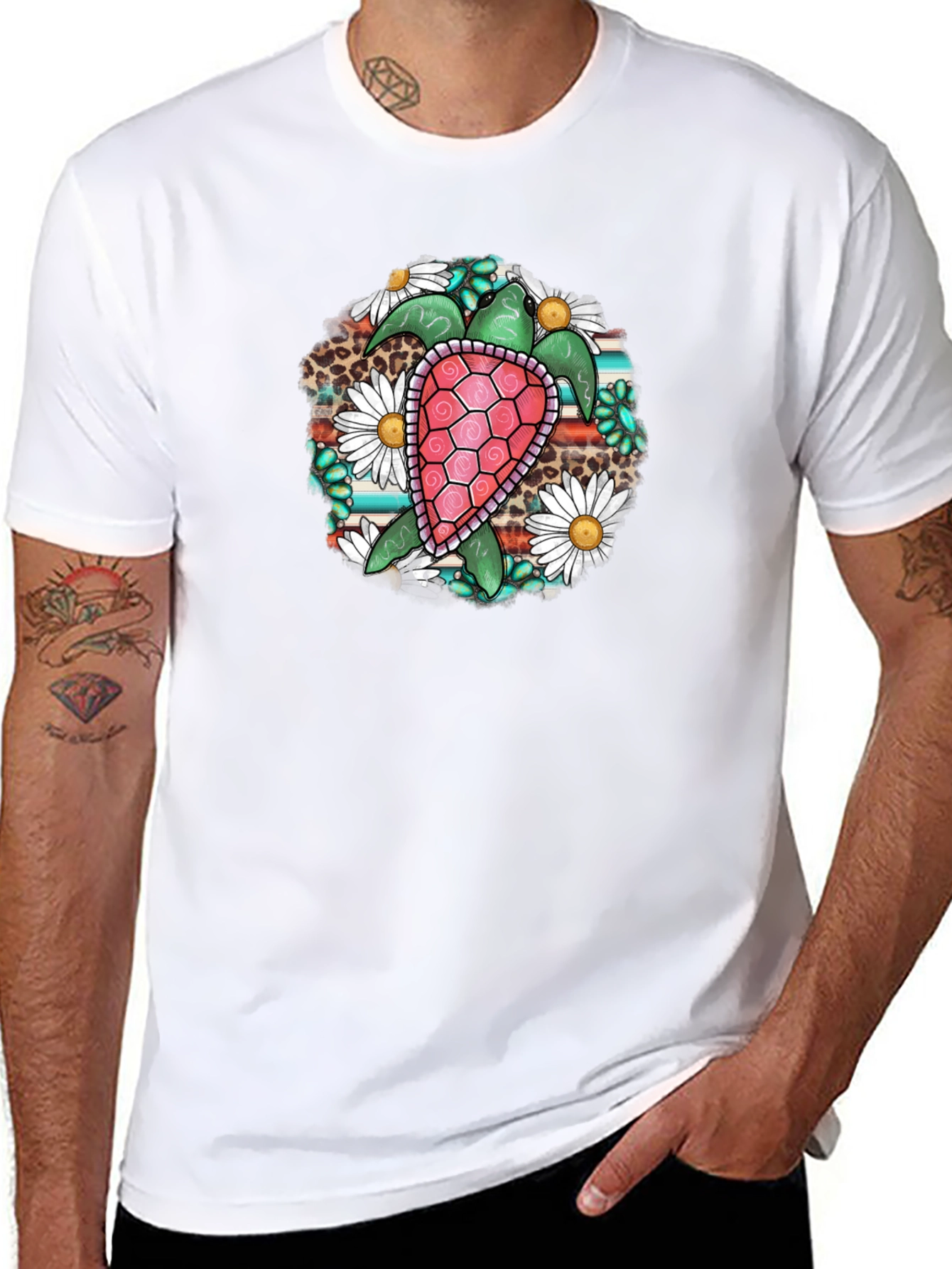 Turtle Floral Graphic Tee - Black