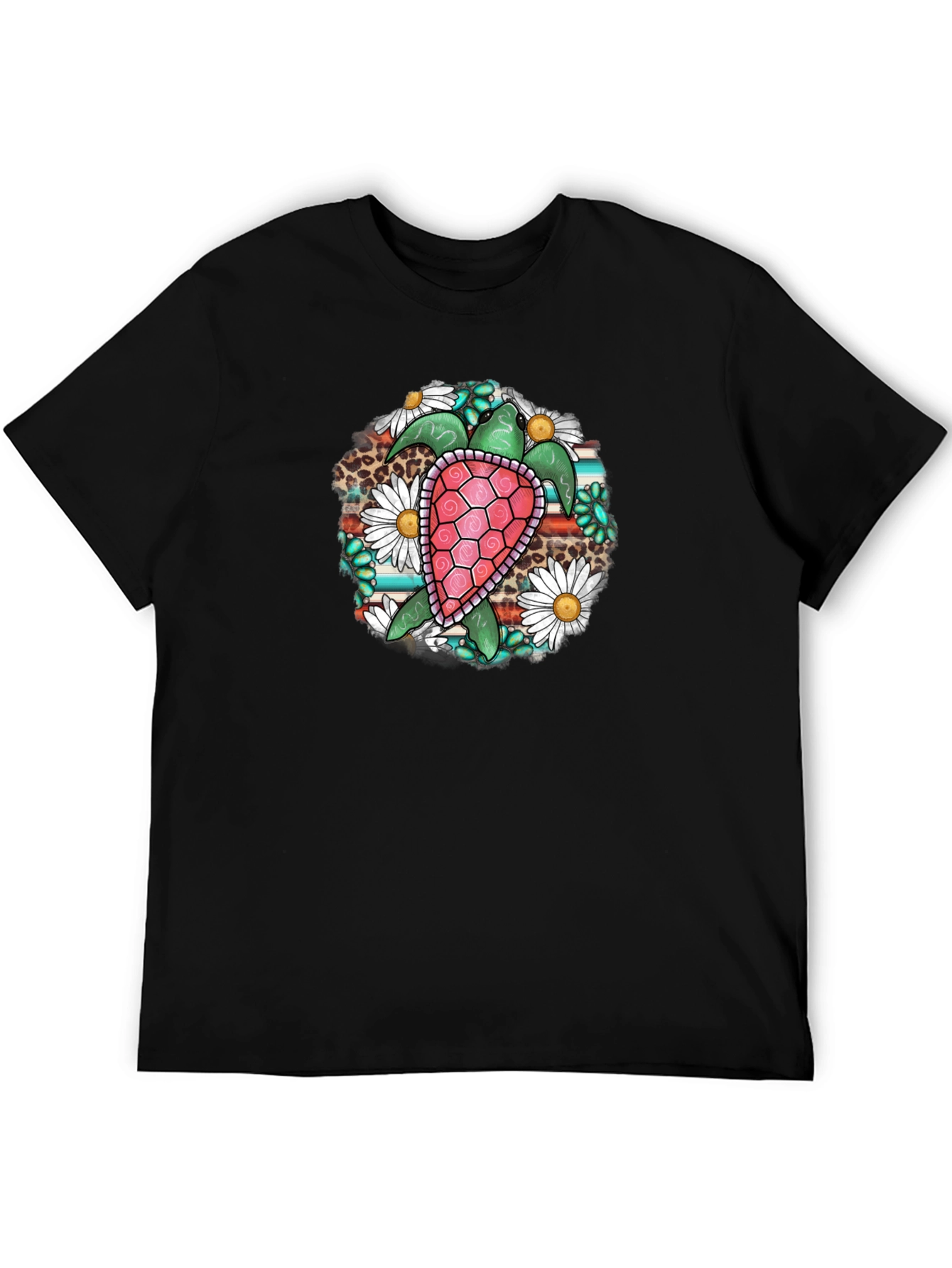 Turtle Floral Graphic Tee - Black