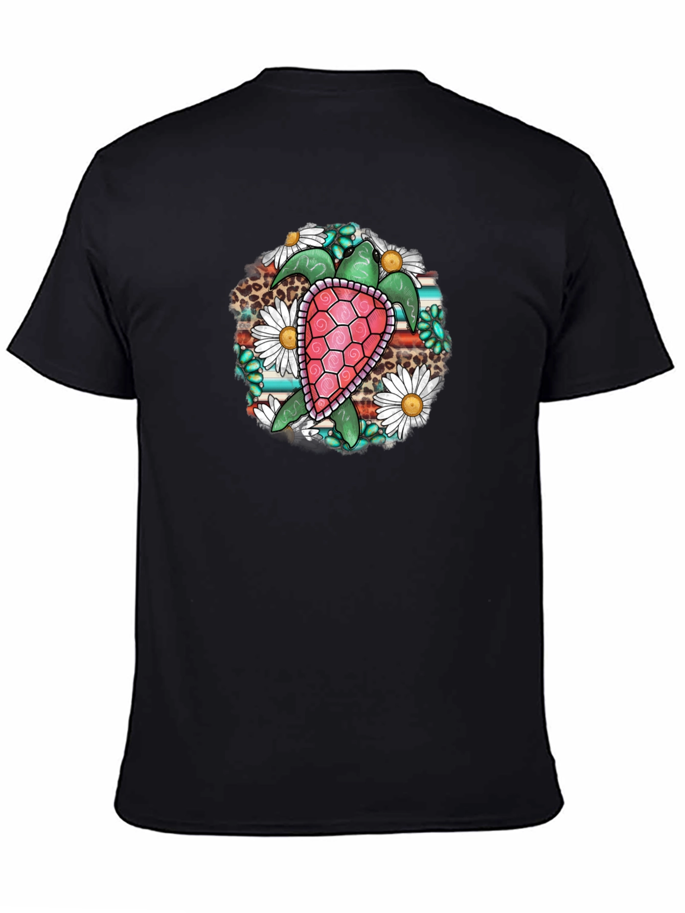 Turtle Floral Graphic Tee - Black
