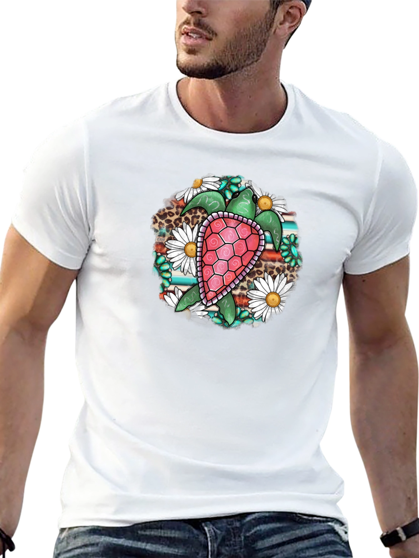 Turtle Floral Graphic Tee - Black
