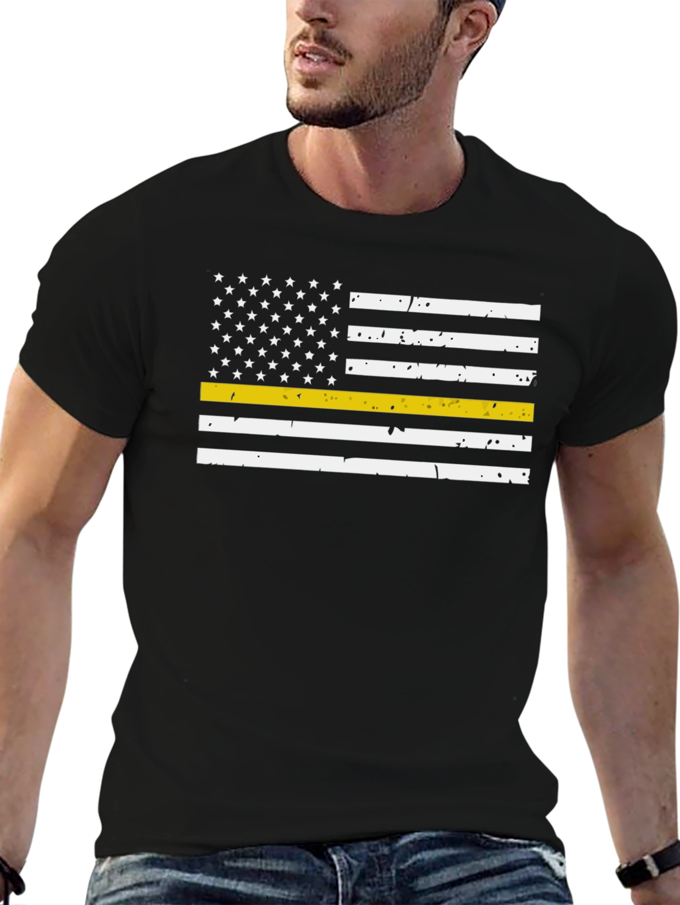 Thin Yellow Line American Flag T-Shirt
