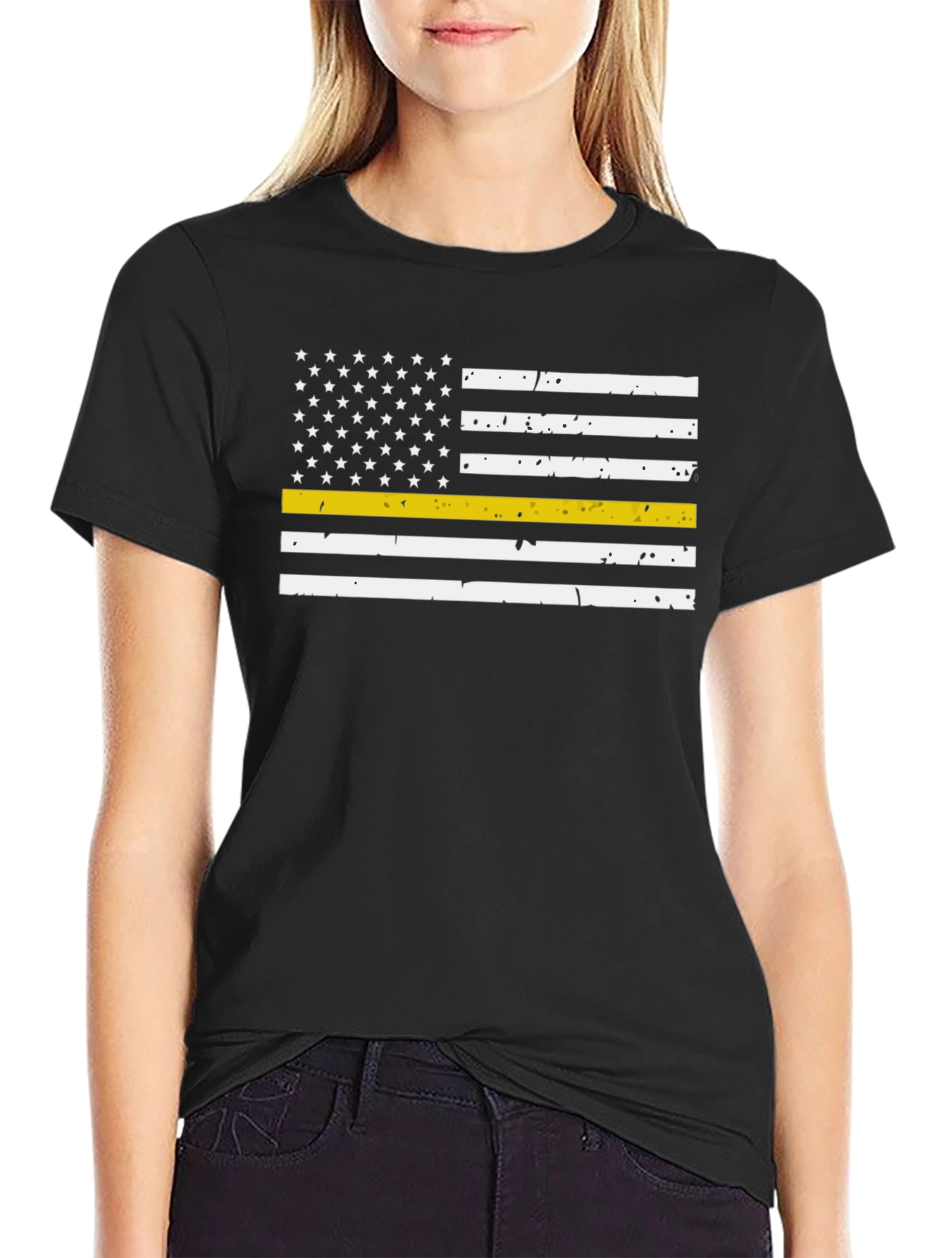 Thin Yellow Line American Flag T-Shirt