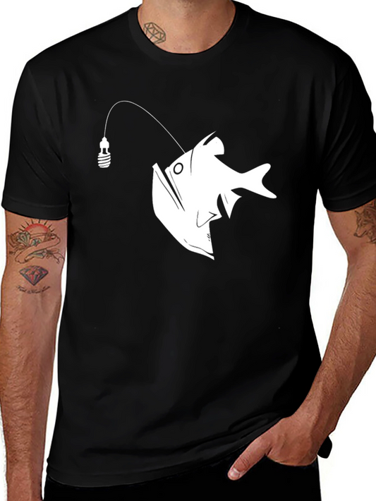 Anglerfish Graphic Tee - Black Cotton T-Shirt