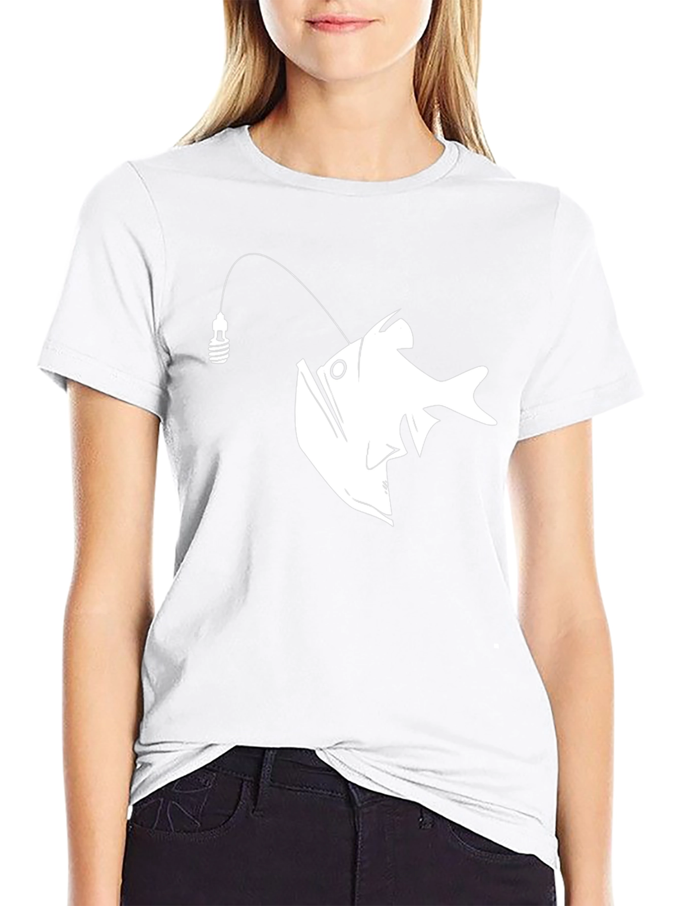 Anglerfish Graphic Tee - Black Cotton T-Shirt