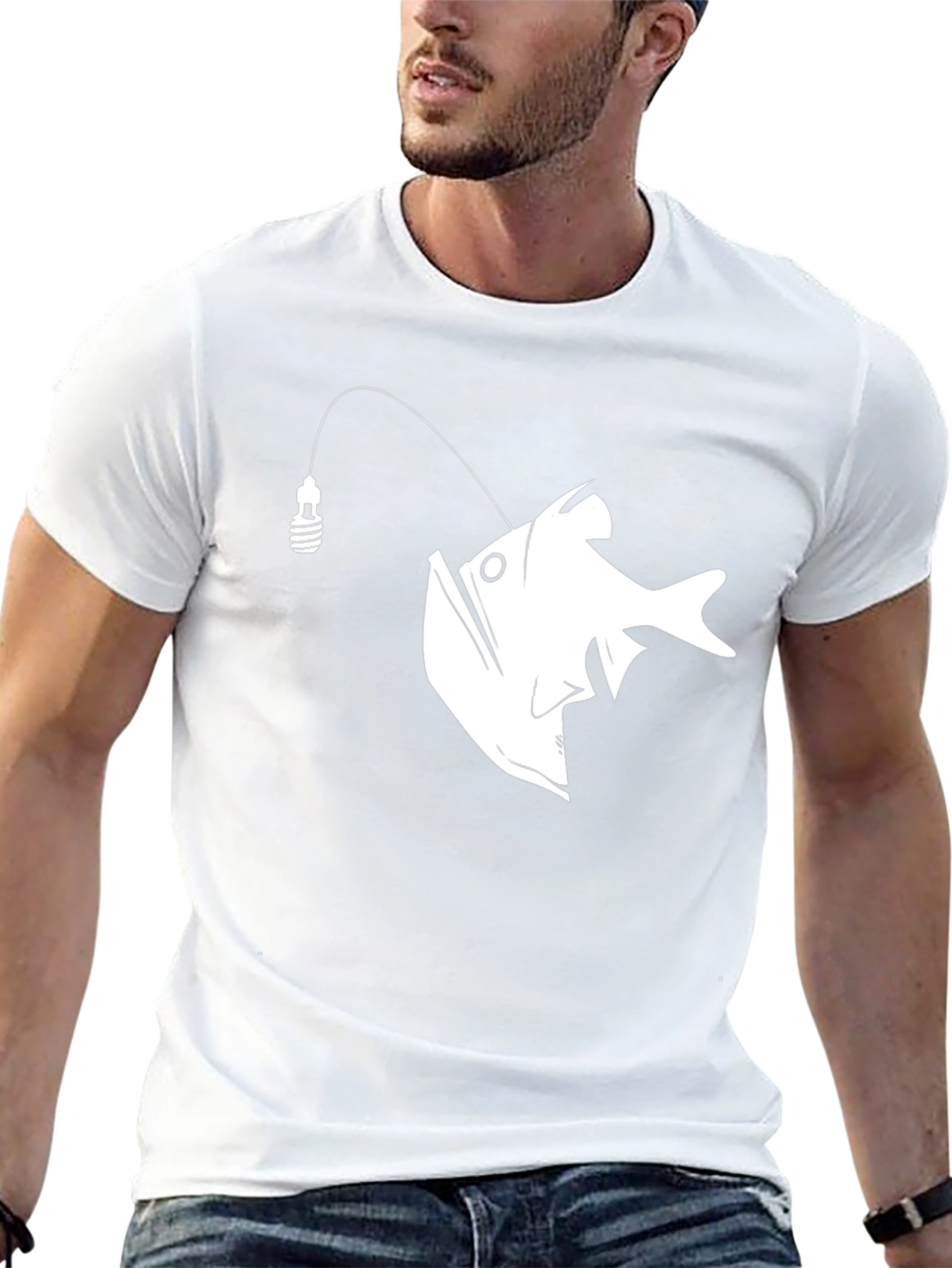Anglerfish Graphic Tee - Black Cotton T-Shirt