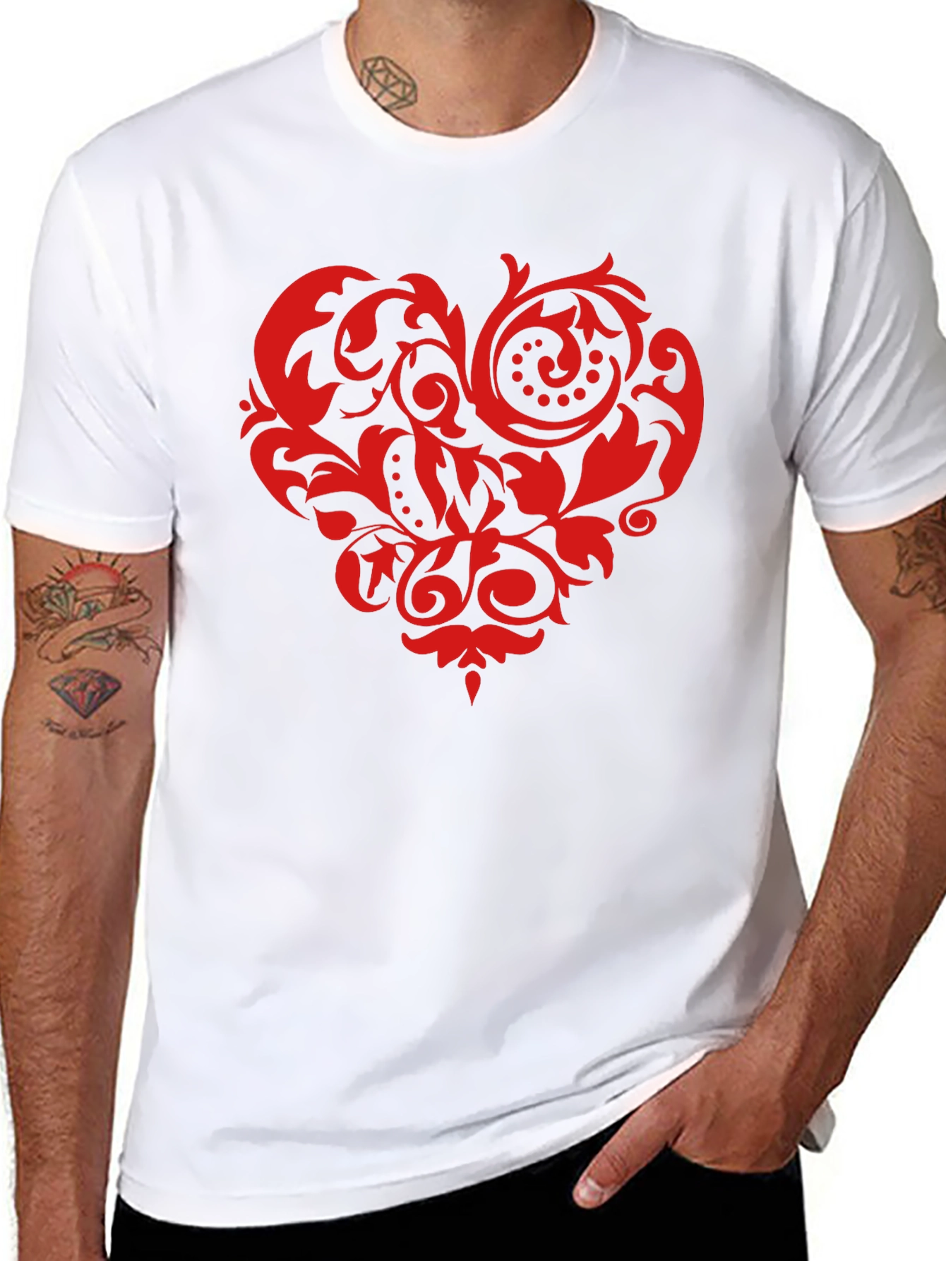 Stylish Black T-Shirt with Red Heart Design