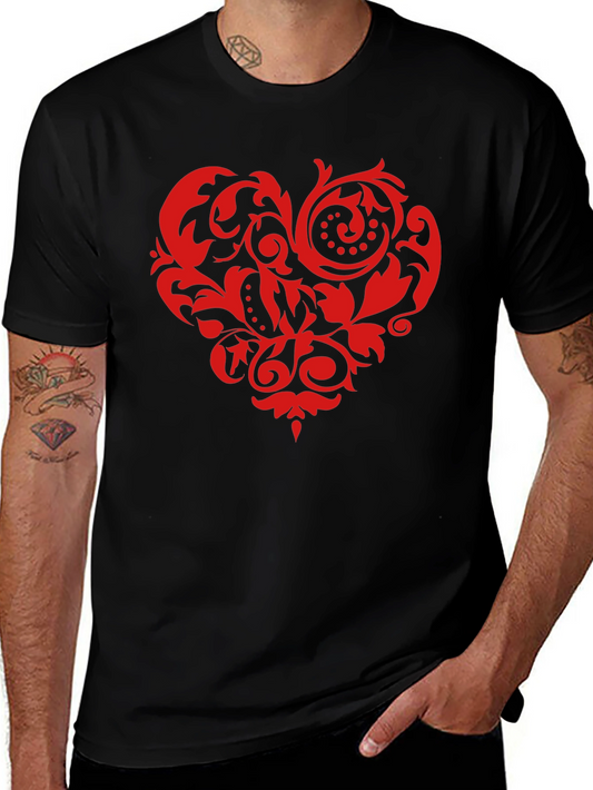 Stylish Black T-Shirt with Red Heart Design
