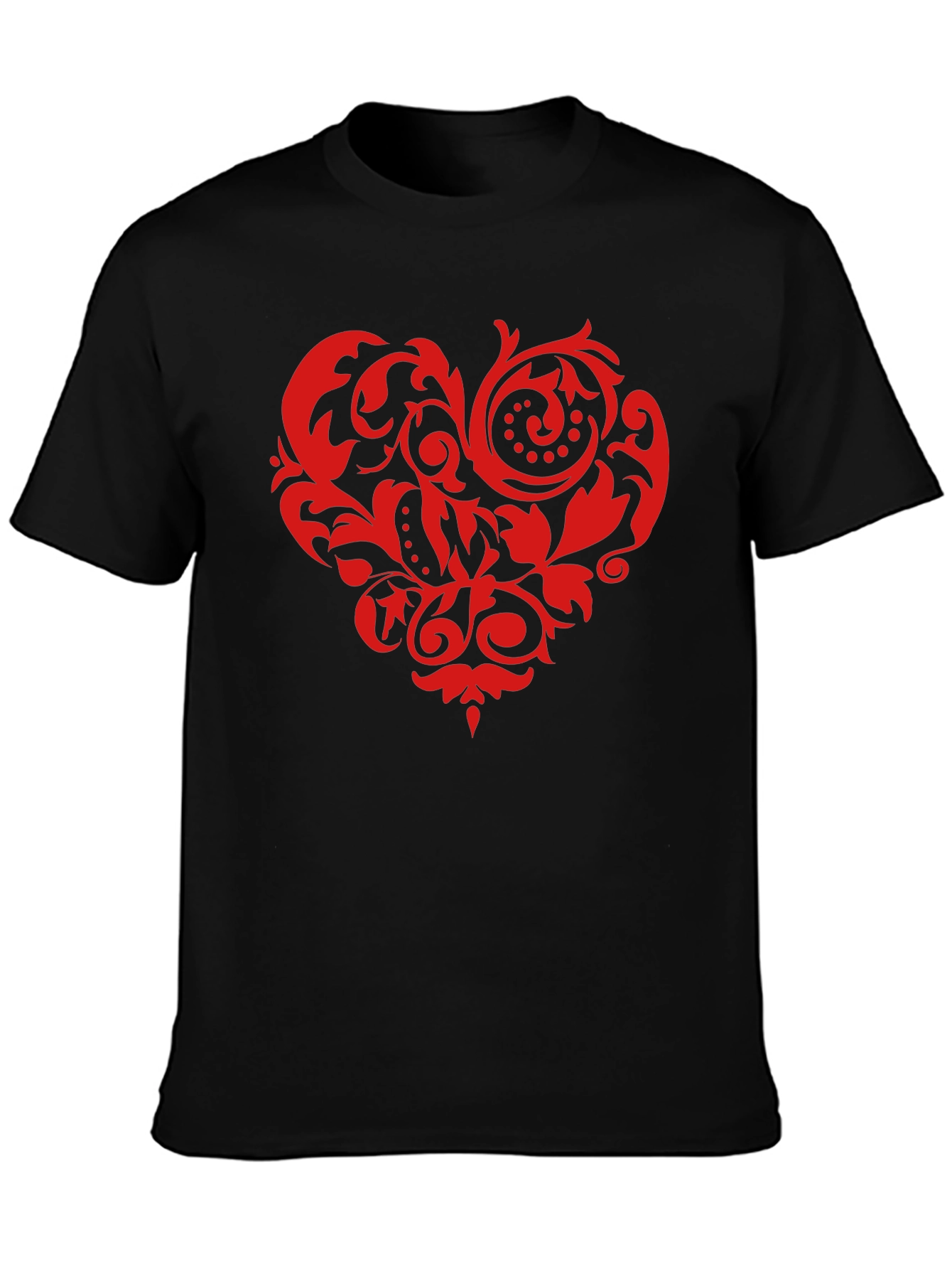 Stylish Black T-Shirt with Red Heart Design